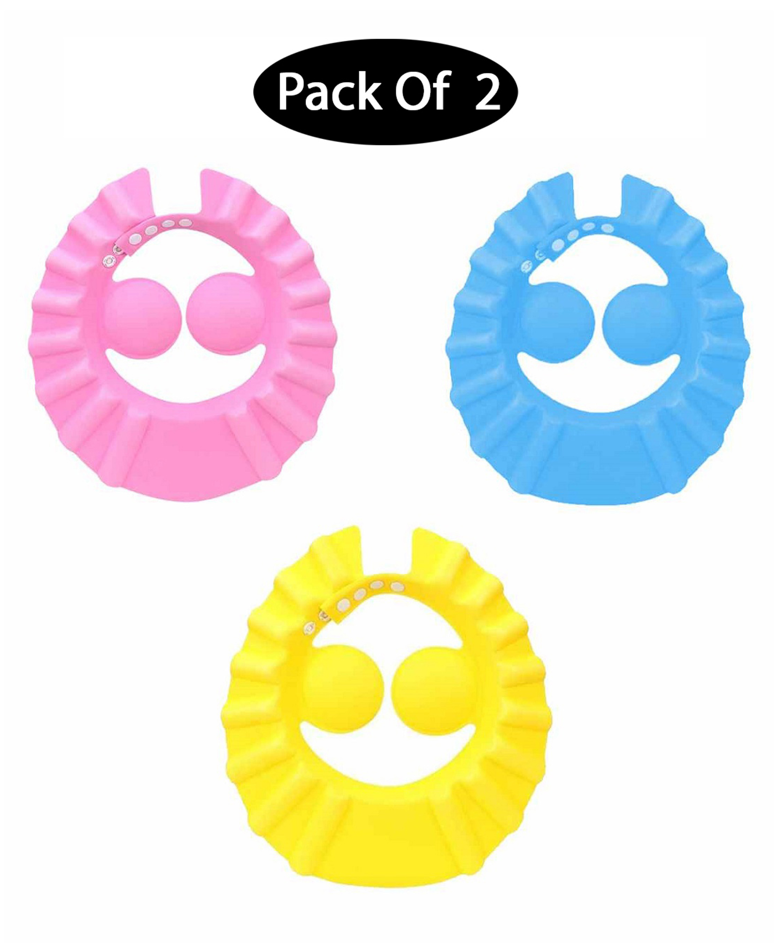 Mihar Essentials Adjustable Bathing Baby Shower Cap Pack Of 2 - COLOR MAY VARY-image-37