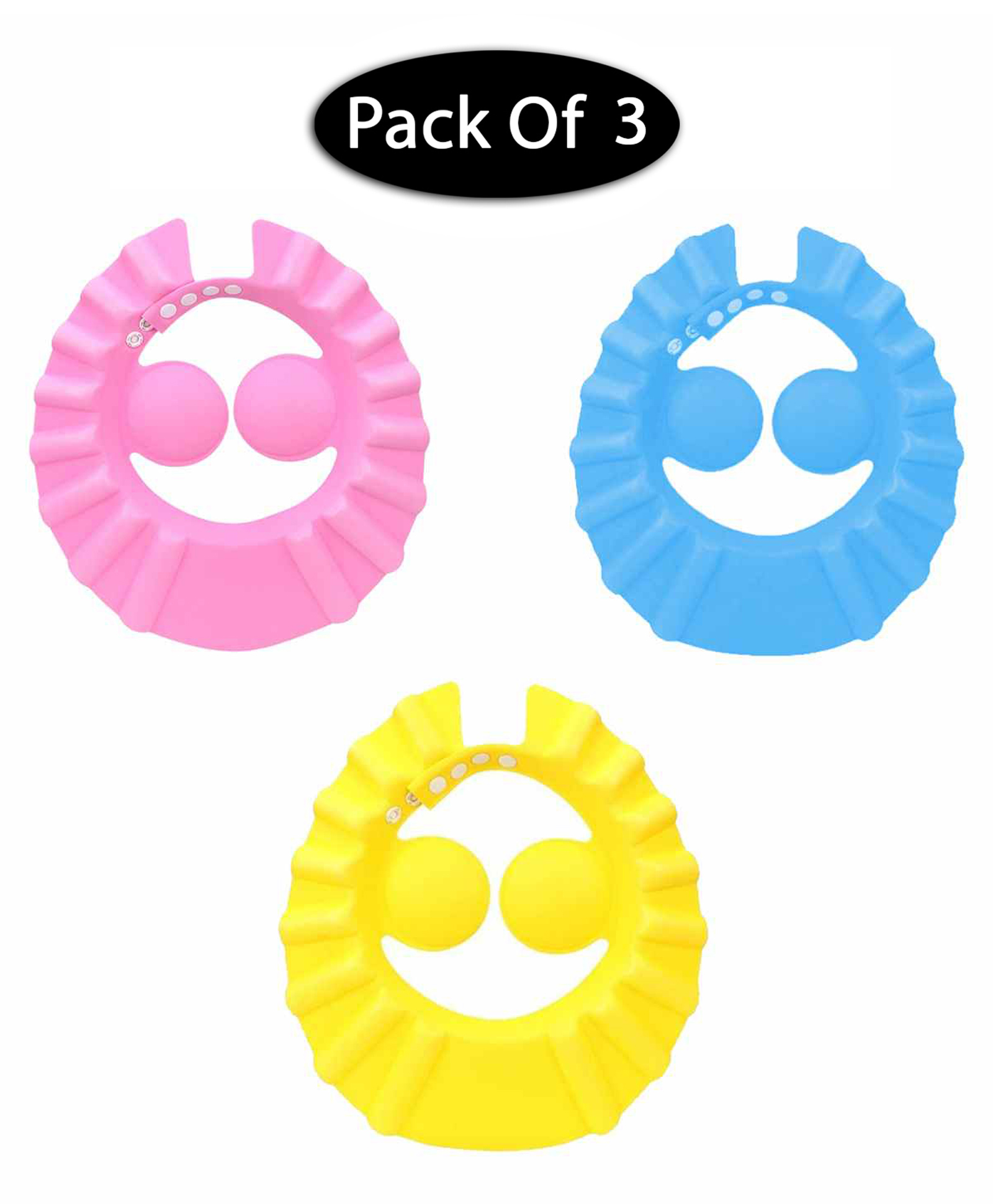 Mihar Essentials Adjustable Bathing Baby Shower Cap Pack Of 3 - COLOR MAY VARY-picture-27