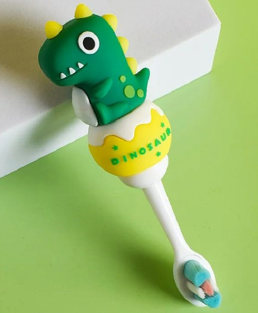 SKB Cute Dino Design Cute and Soft Tooth Brush - Yellow & Green-image-25
