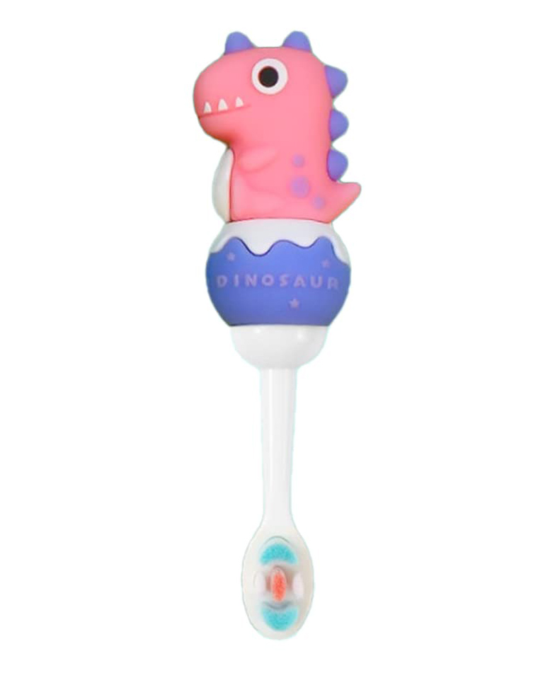 SKB Cute Dino Design Cute and Soft Tooth Brush - Pink & Green-image-3