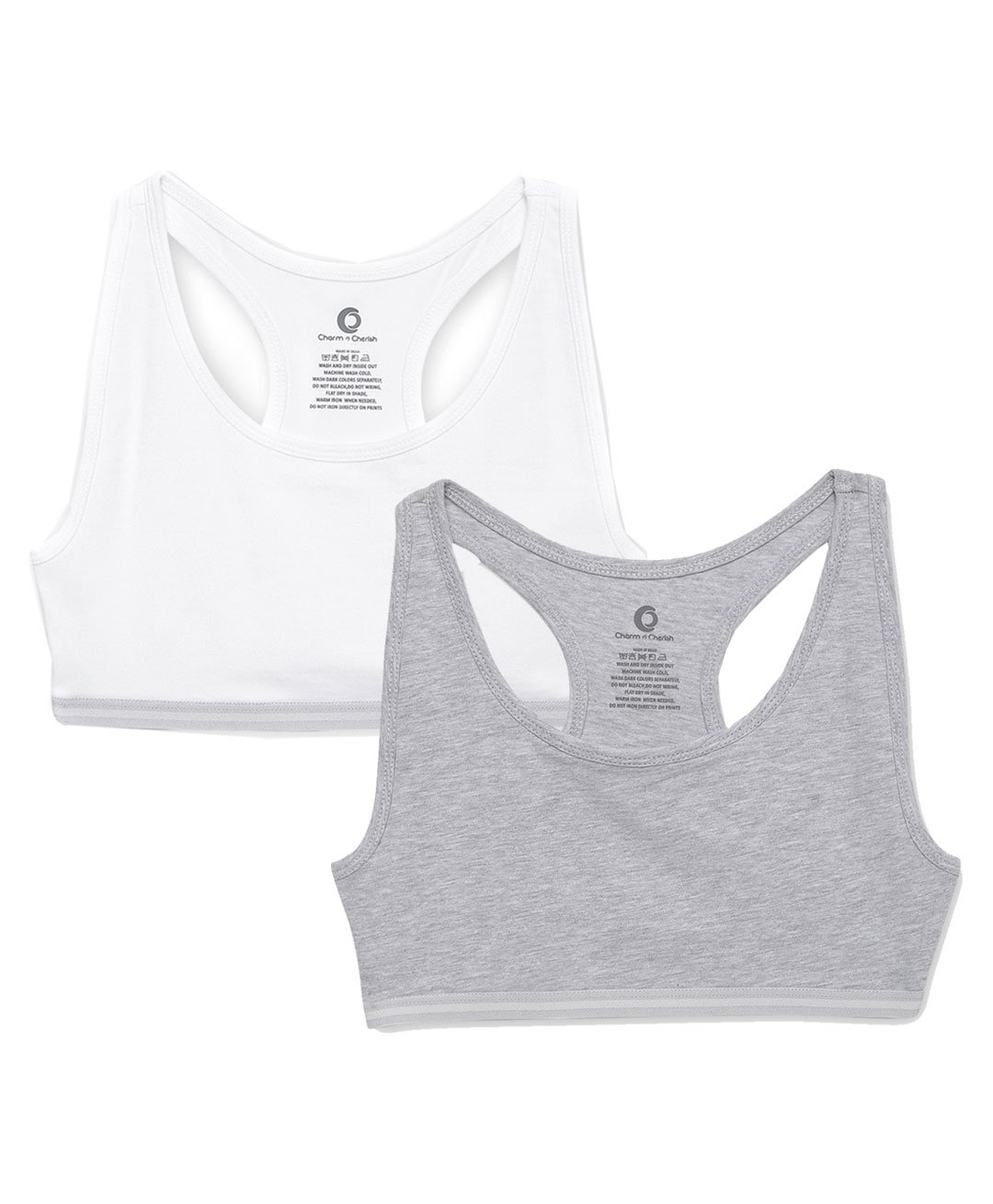 Charm n Cherish Cotton Beginners Sports Bra Pack Of 2 - White And Grey-image-43