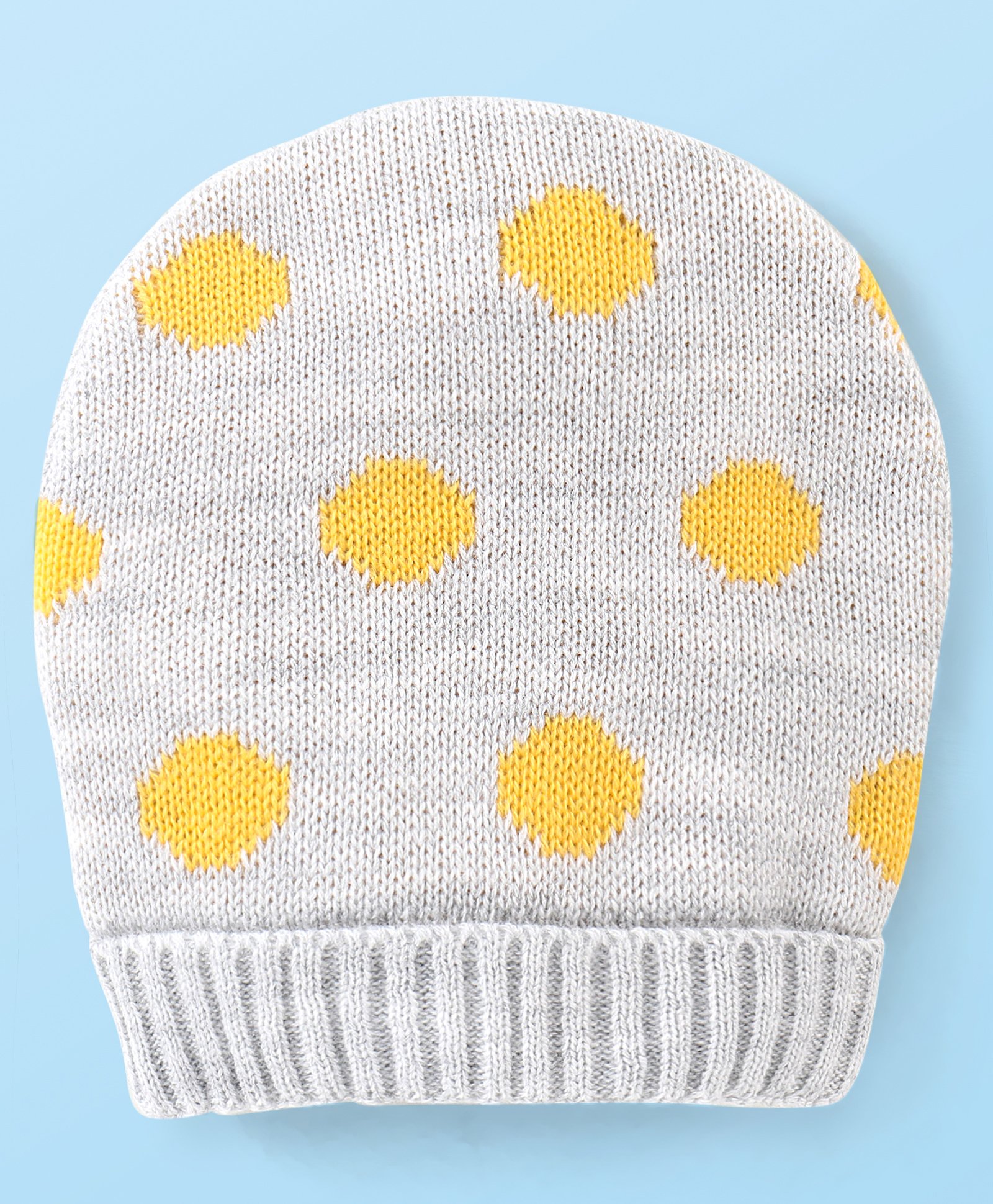 Babyhug Woollen Caps with Polka Dot Grey - Diameter 10 cm