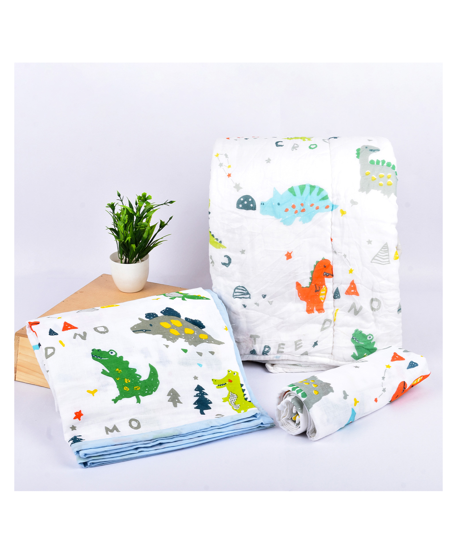 mom's home Moms Home Organic Cotton Baby Bedding Combo Dino Park - Pack of 3-picture-24