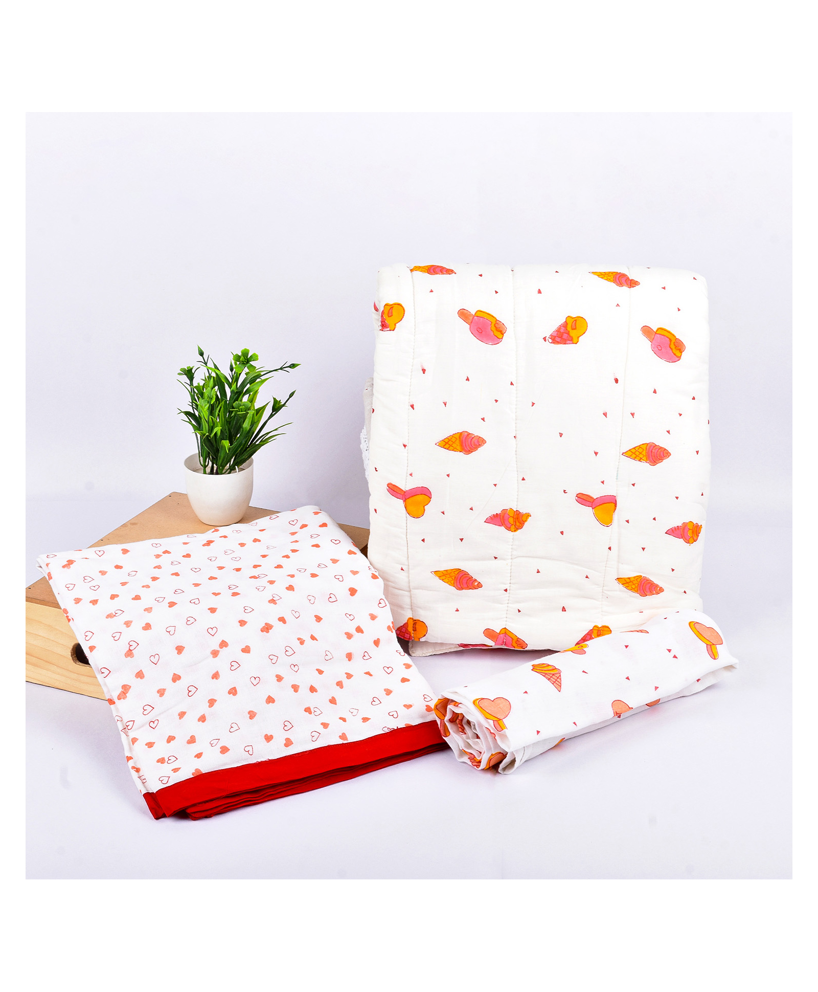 mom's home Moms Home Organic Cotton Baby Bedding Combo Ice Cream - Pack of 3-picture-25