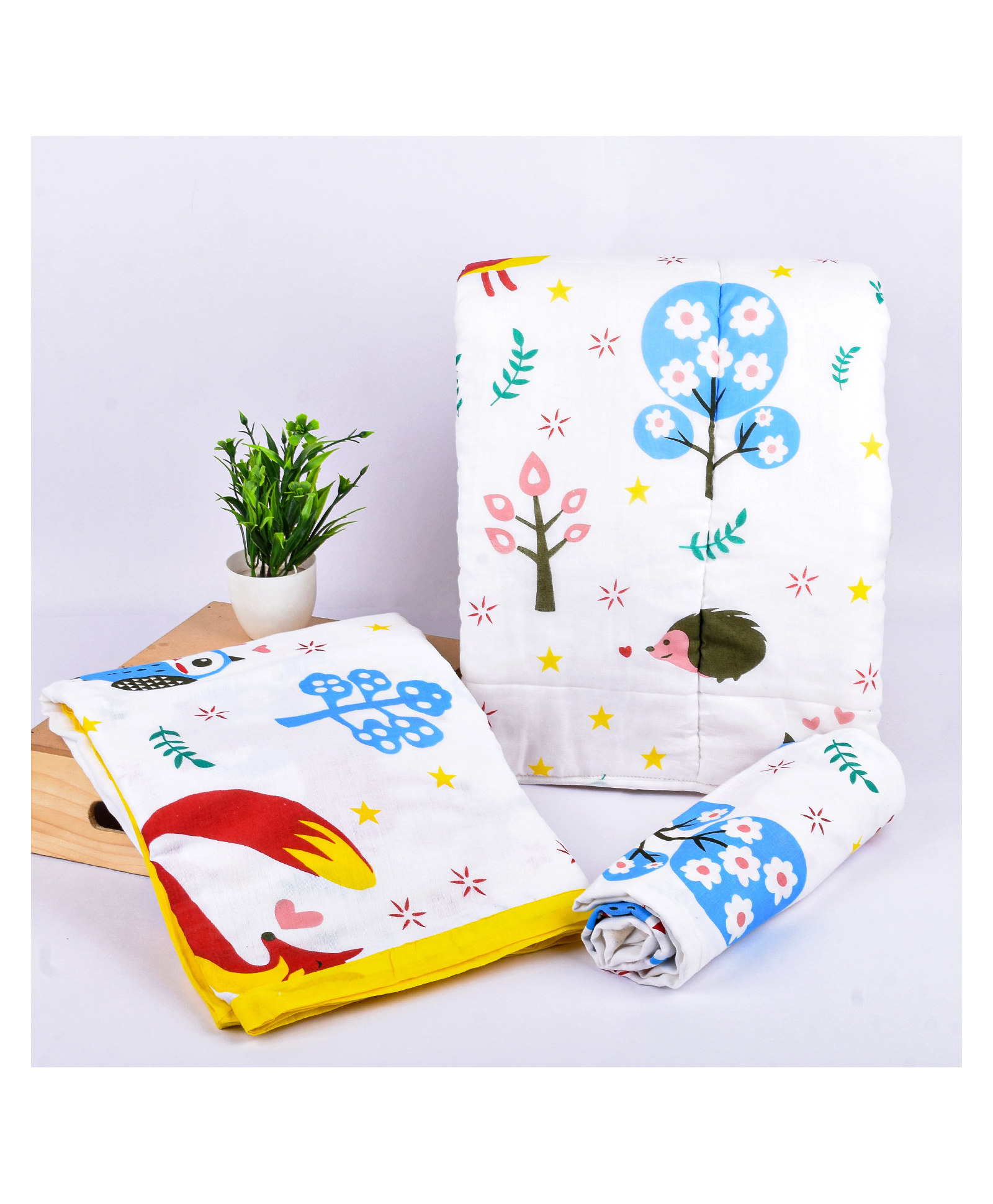 mom's home Moms Home Organic Cotton Baby Bedding Combo Owl Jungle - Pack of 3-picture-27