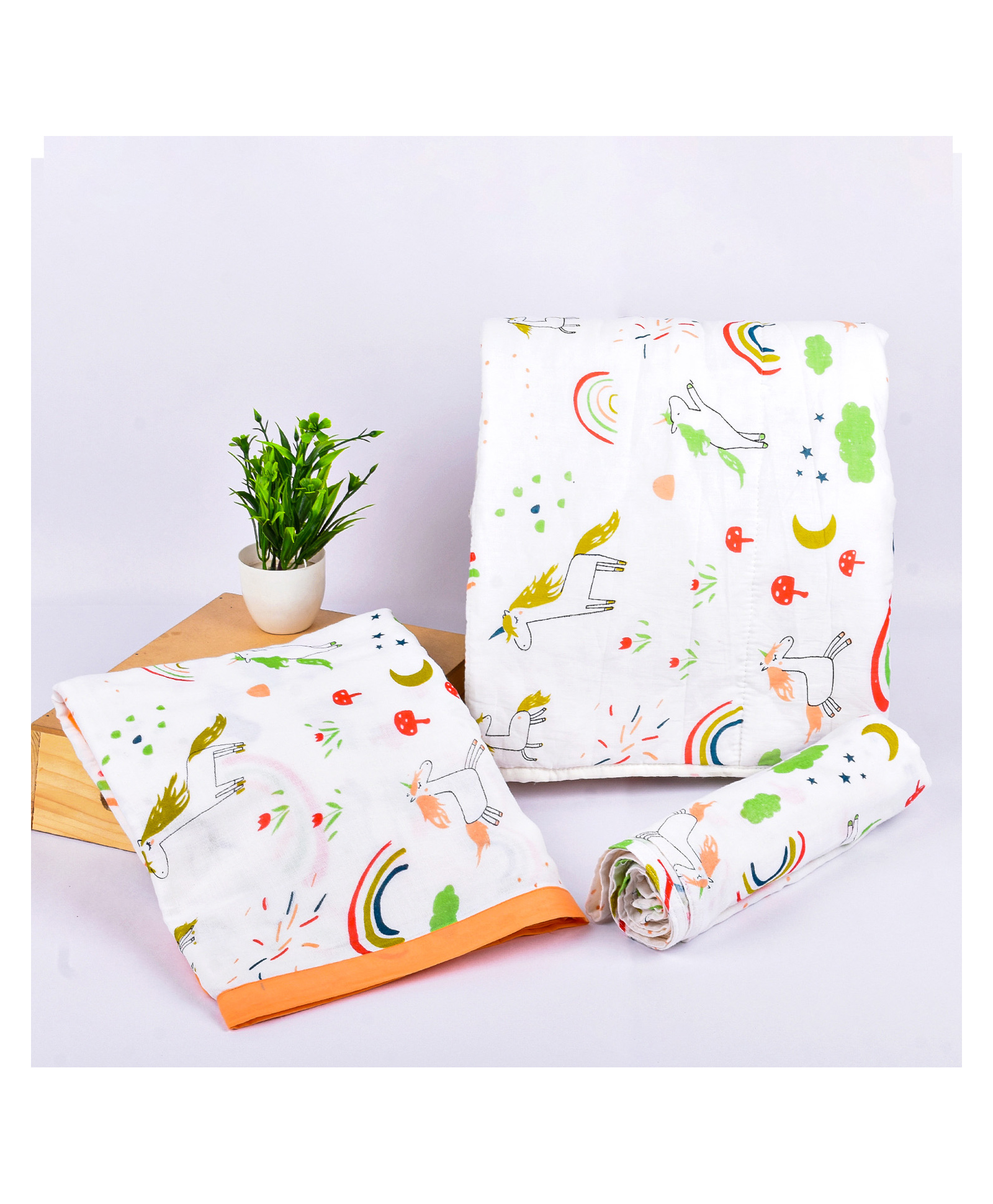 mom's home Moms Home Organic Cotton Baby Bedding Combo Unicorn - Pack of 3-picture-13
