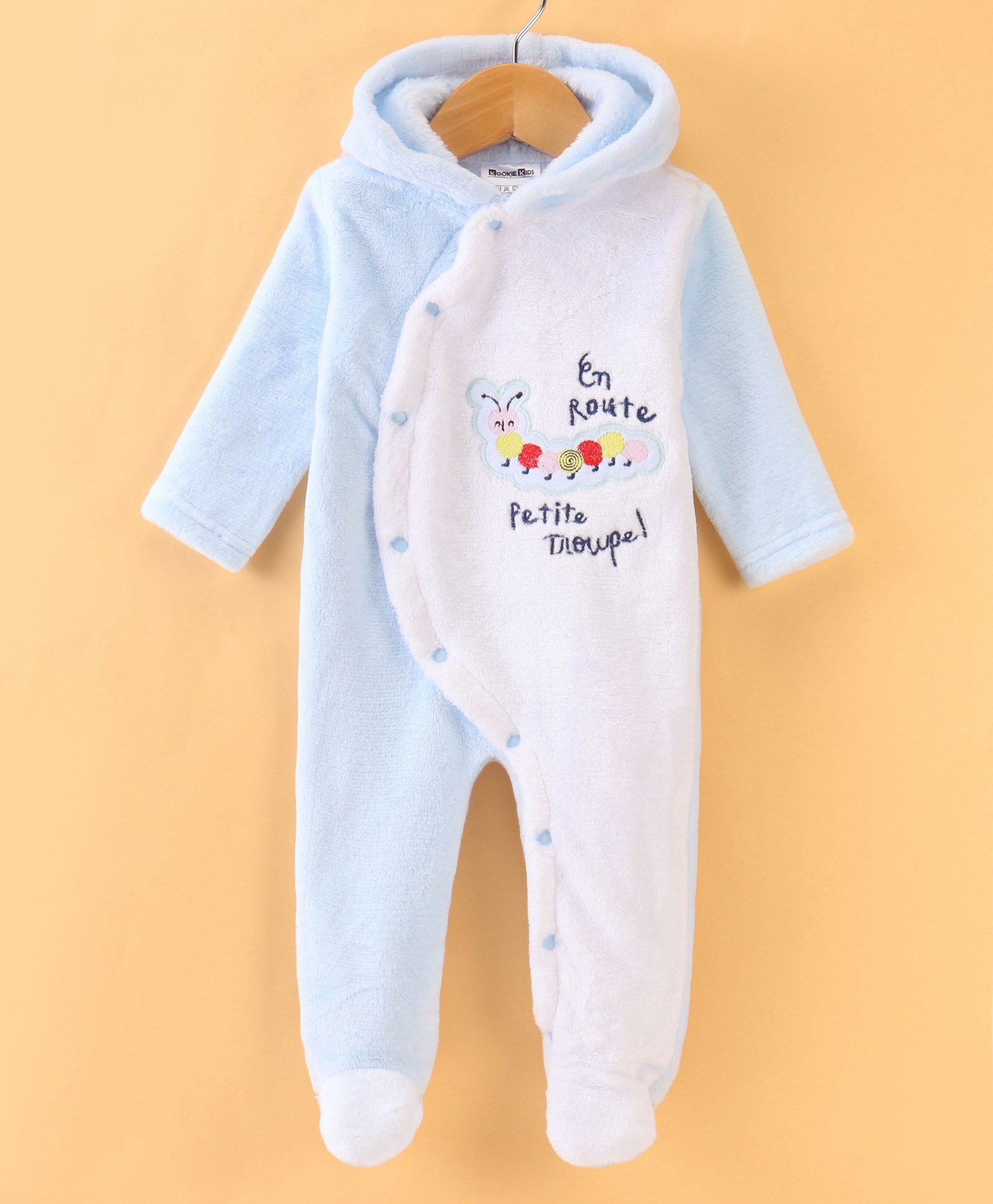 Kookie Kids Full Sleeves T-Shirt & Lounge Pant With Teddy Embroidery - Blue & White-picture-10