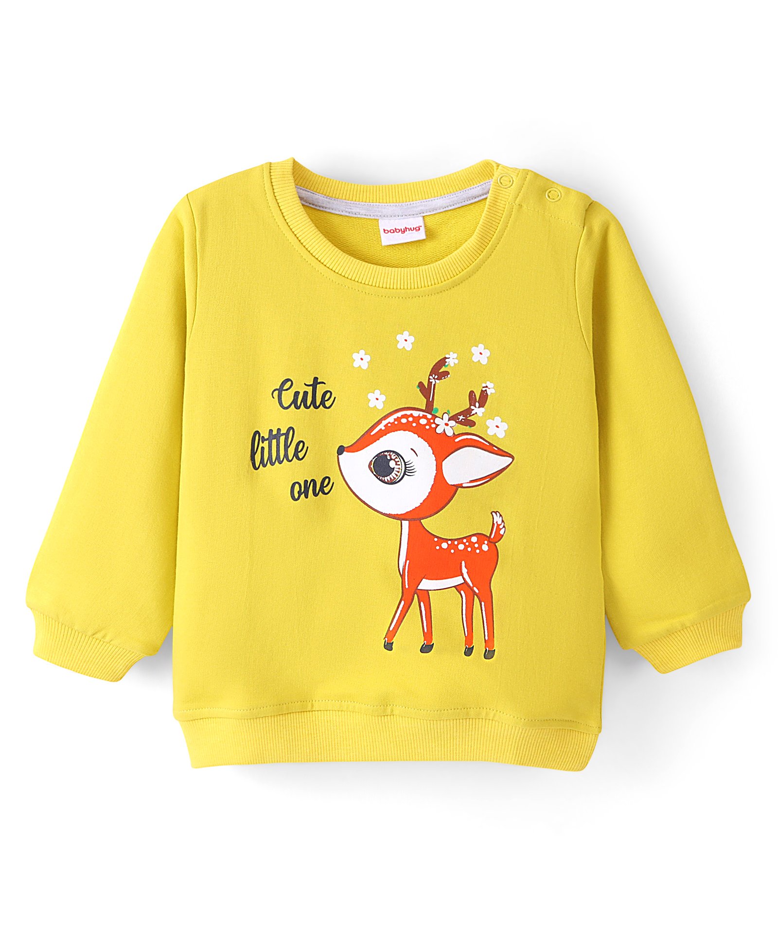 Babyhug 100% Cotton Full Sleeves Sweatshirt with Deer Graphics Print - Mustard Yellow-picture-12