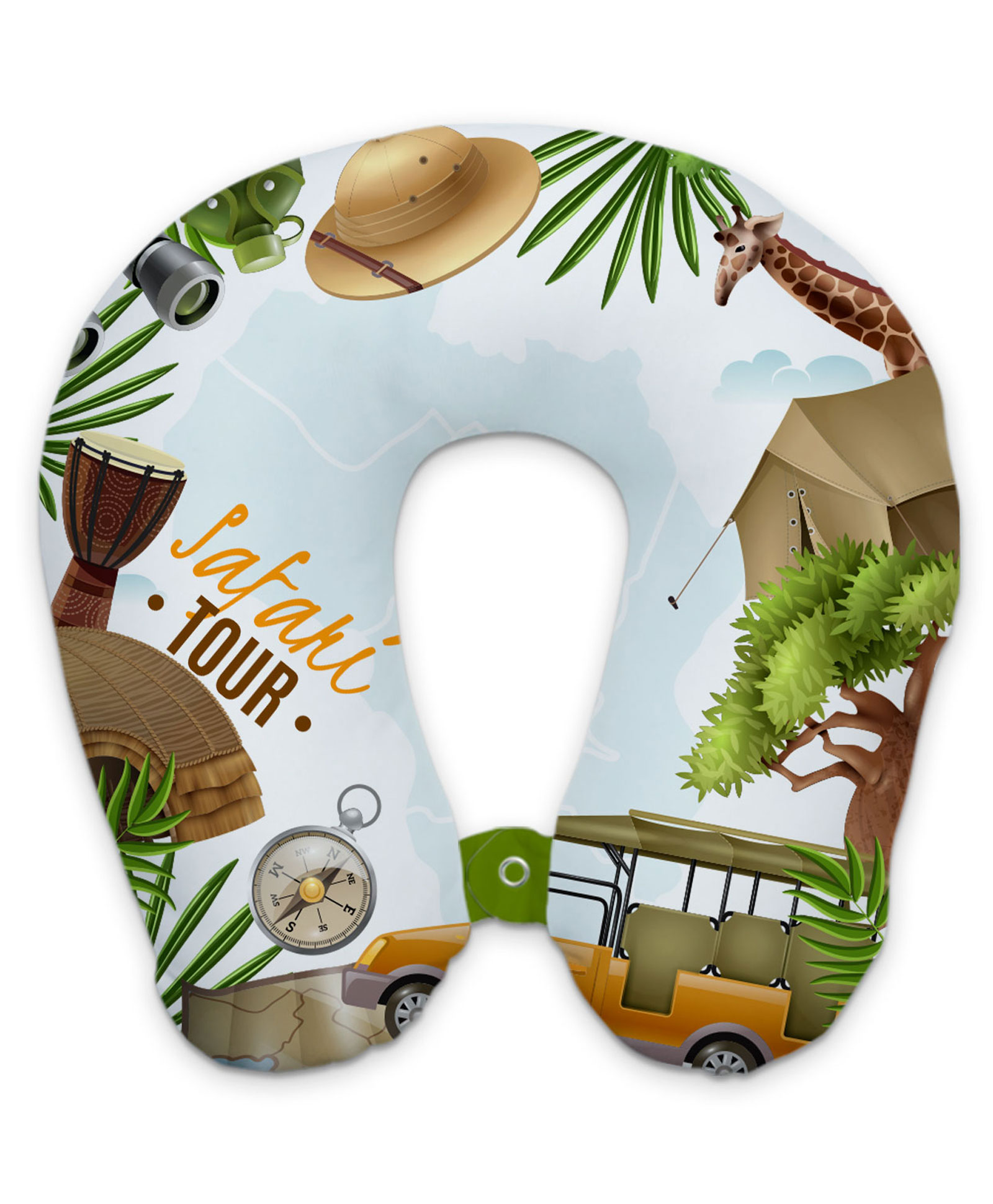 Right Gifting Digital Printed Safari Tour Recron Filled Neck Travel Pillow - Multicolor-image-33