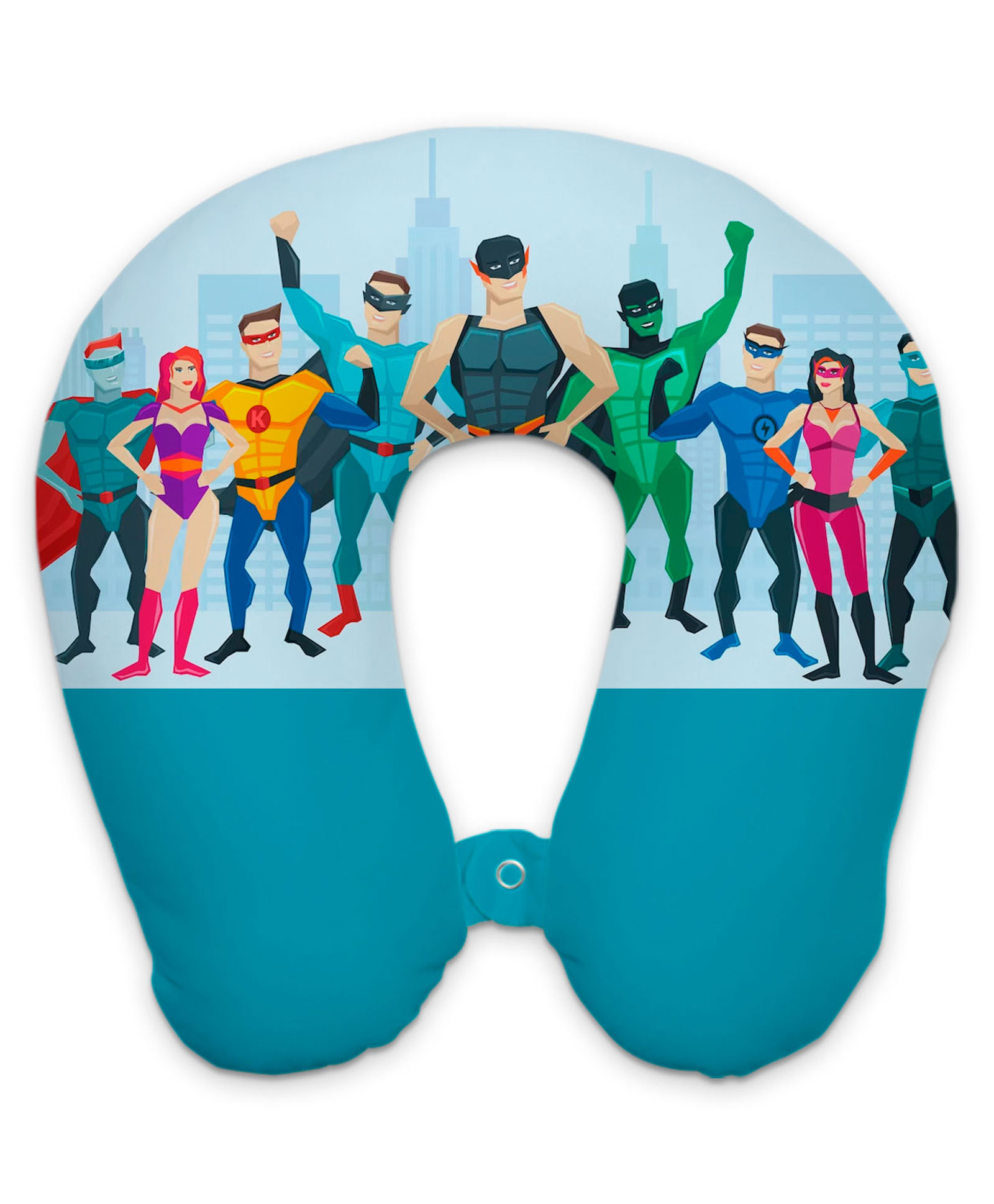 Right Gifting Digital Printed Superhero Squad Recron Filled Neck Travel Pillow - Multicolor-picture-10