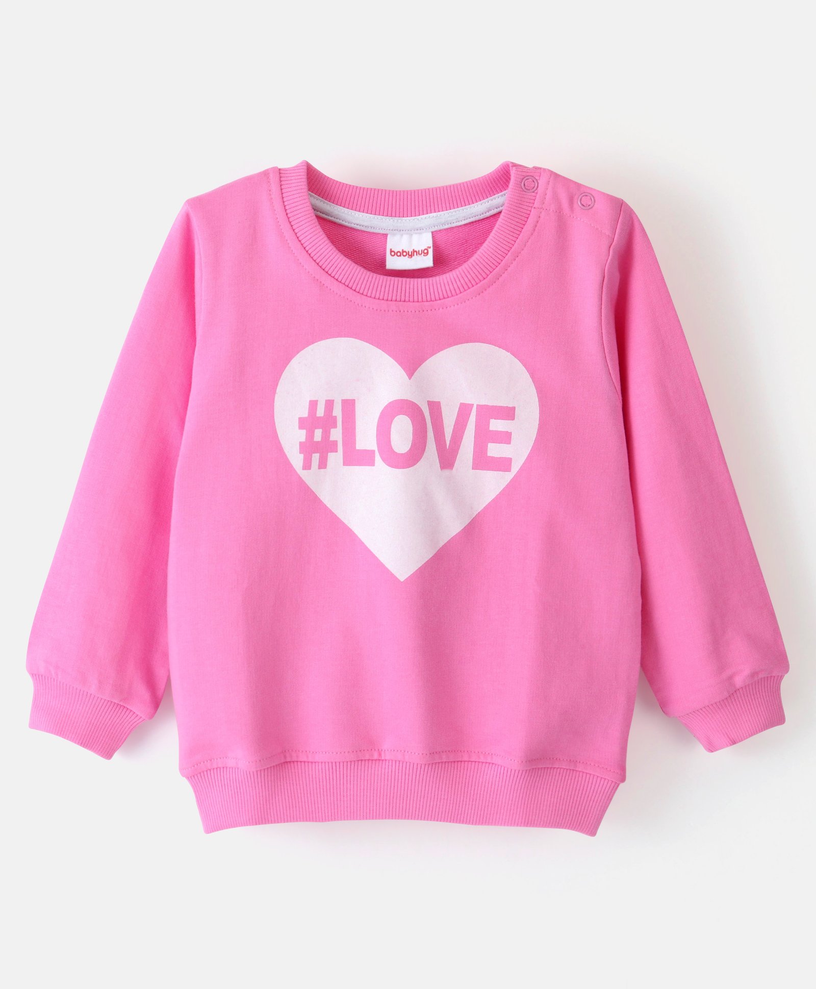 Babyhug 100% Cotton Knit Full Sleeves Sweatshirt With Text Print - Pink-picture-14