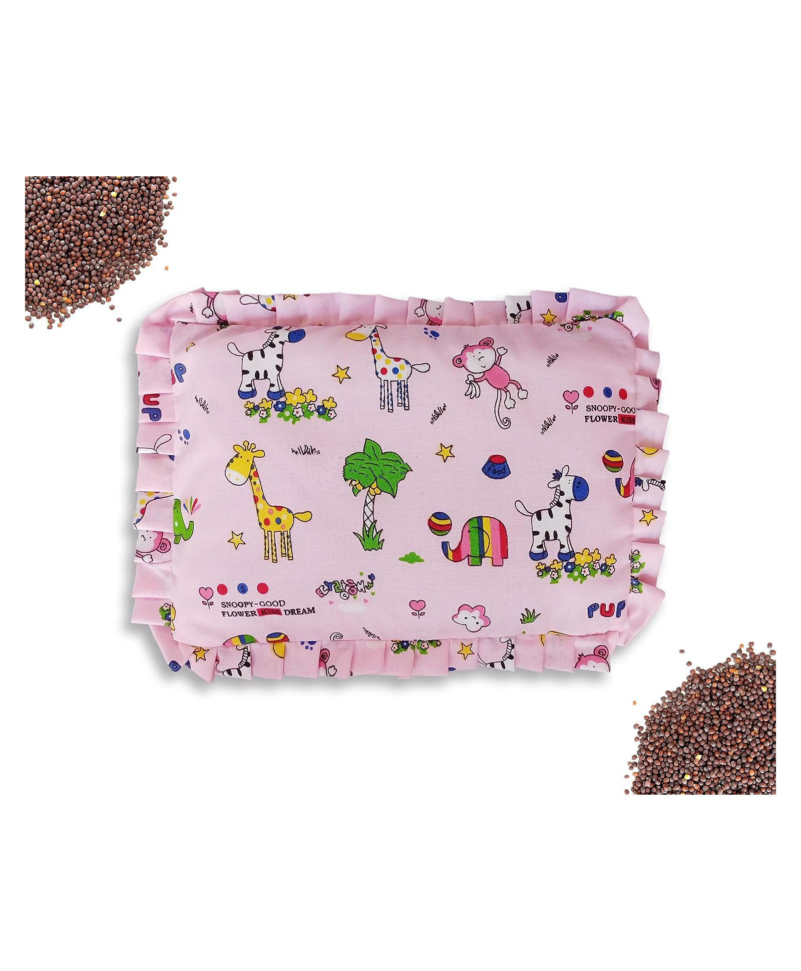 ortis Cotton Head Shaping Mustard Seed Rai Head Shaping Baby Pillow Jungle Print - Pink-picture-27