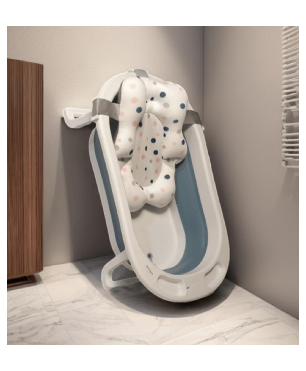 Safe-O-Kid Folding Temperature Sensitive Bath Tub with Support Cushion-Blue-picture-11