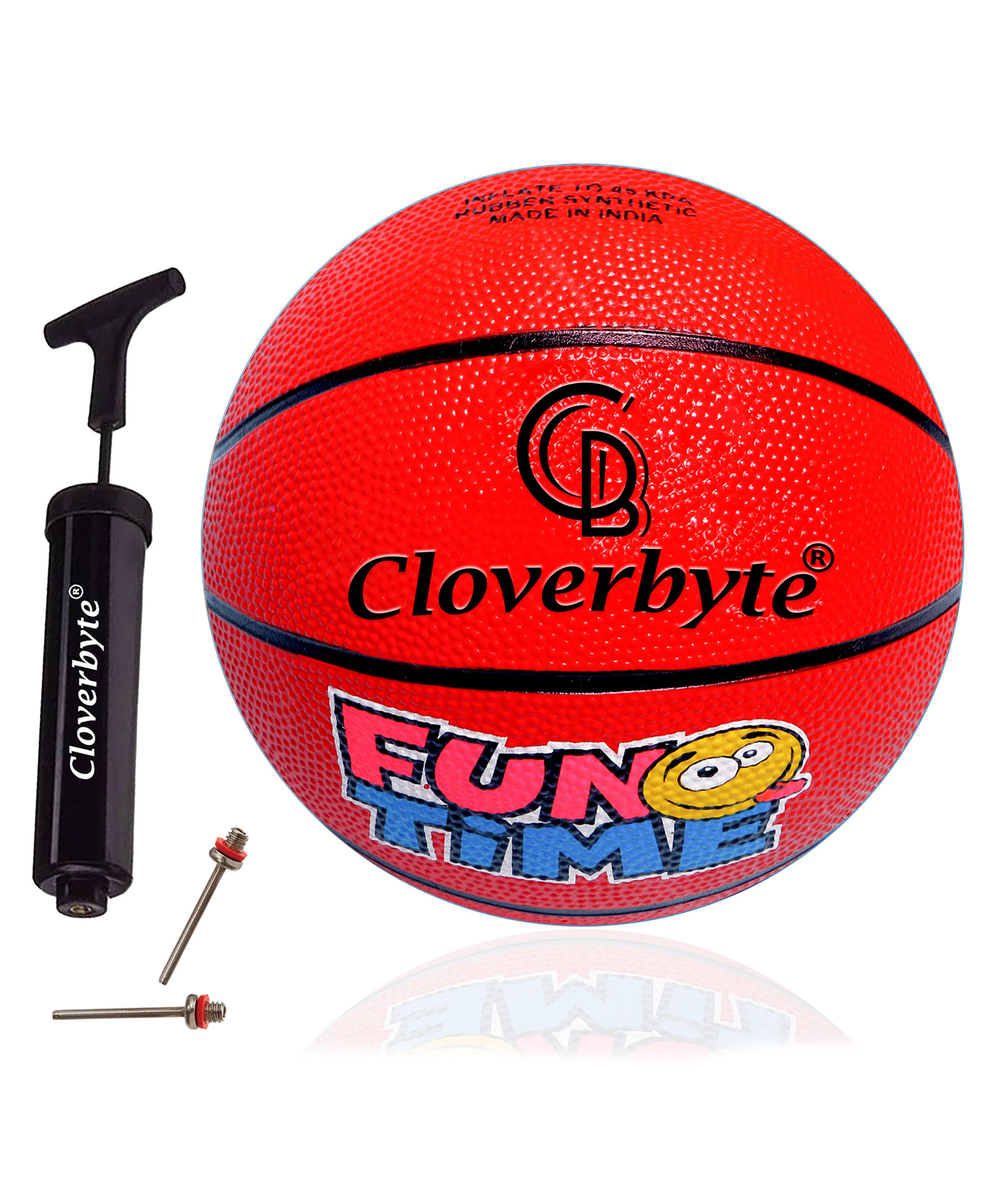 CLOVERBYTE FUNTIME Junior Size 3 Basketball With Pump And Pins PlayZone Basketball -Red-image-17