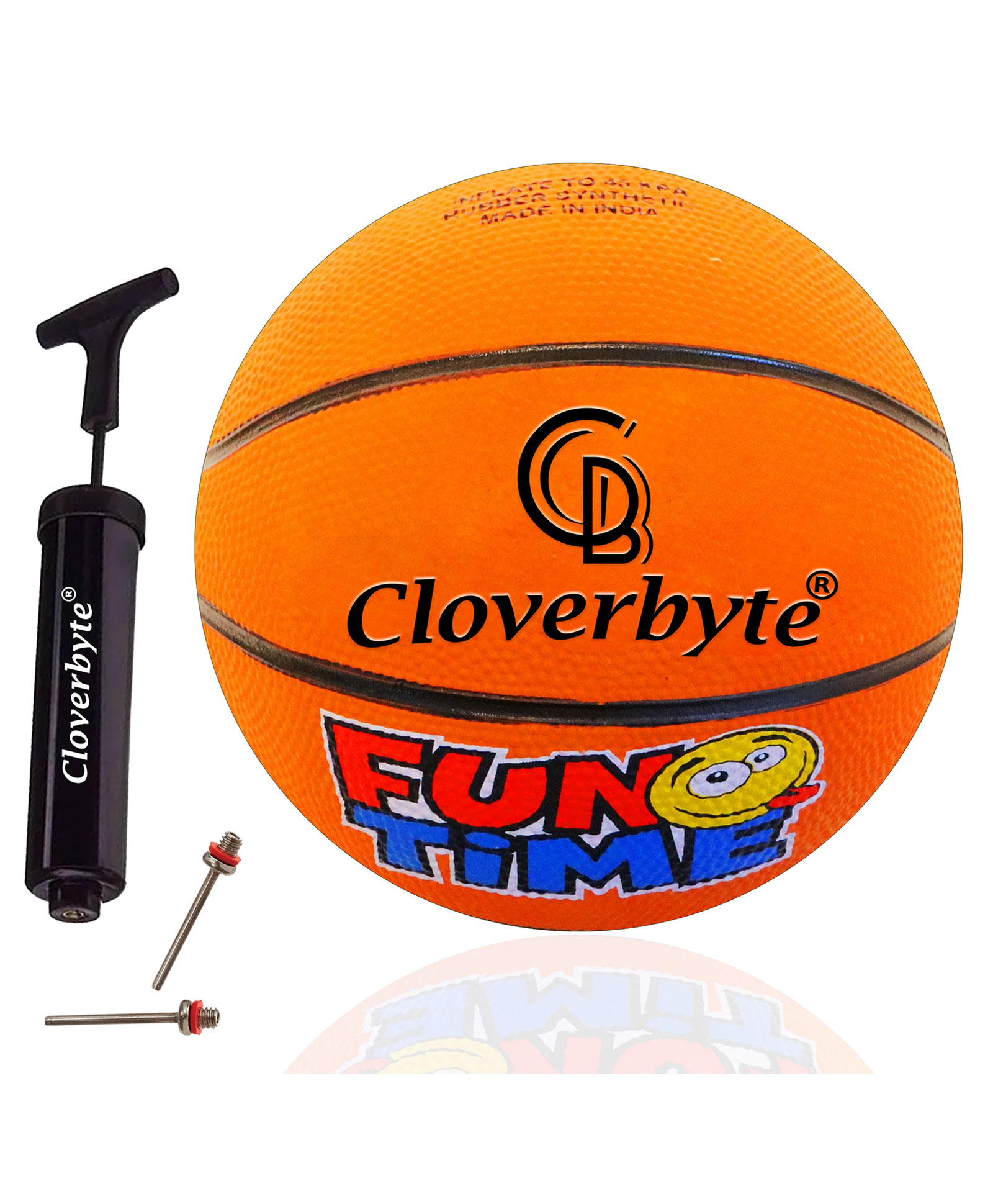 CLOVERBYTE FUNTIME Junior Size 3 Basketball With Pump And Pins For Kids PlayZone Basketball - Orange-picture-13