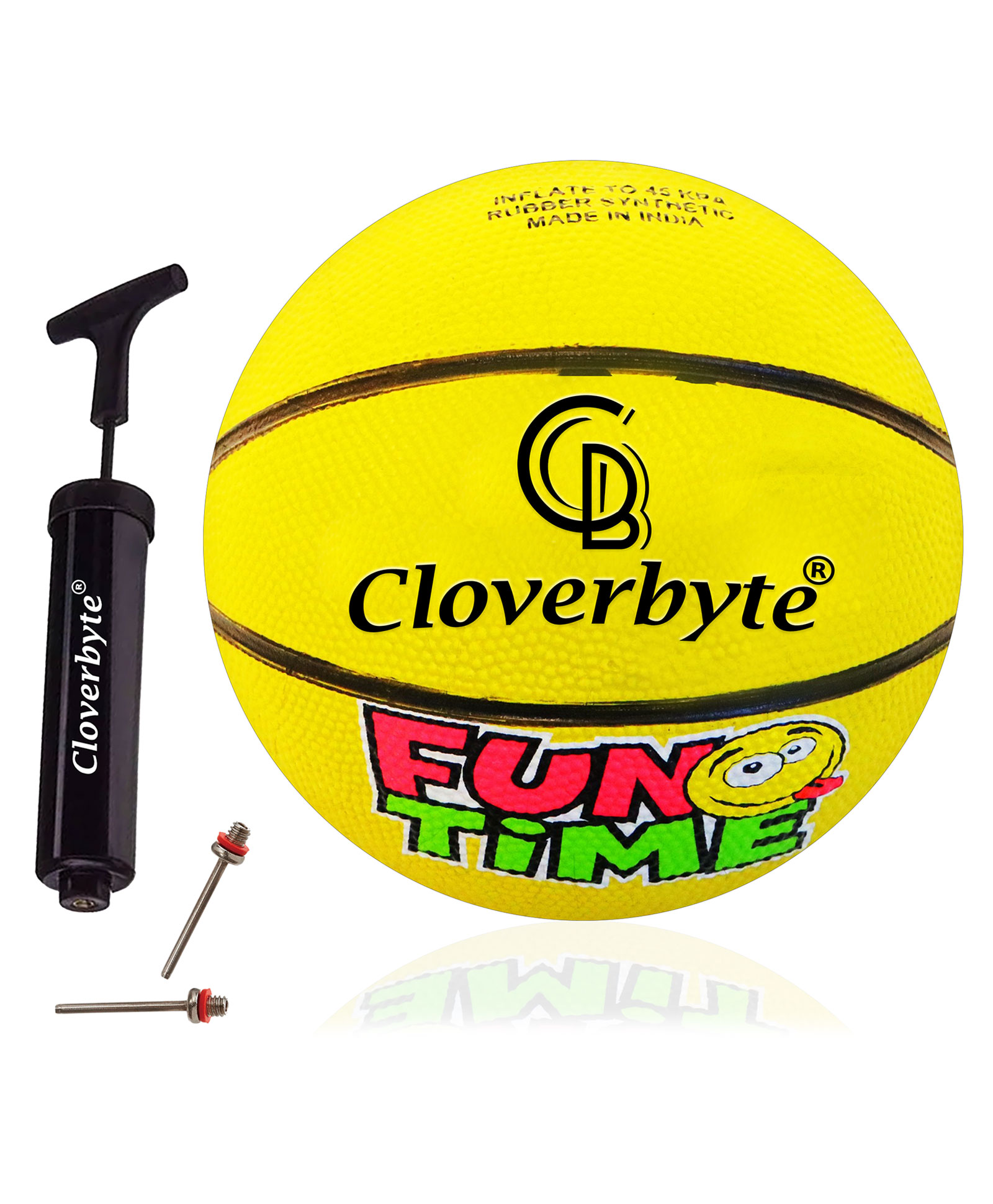 CLOVERBYTE FUNTIME Junior Size 3 Basketball With Pump And Pins For Kids PlayZone Basketball - Yellow-picture-15