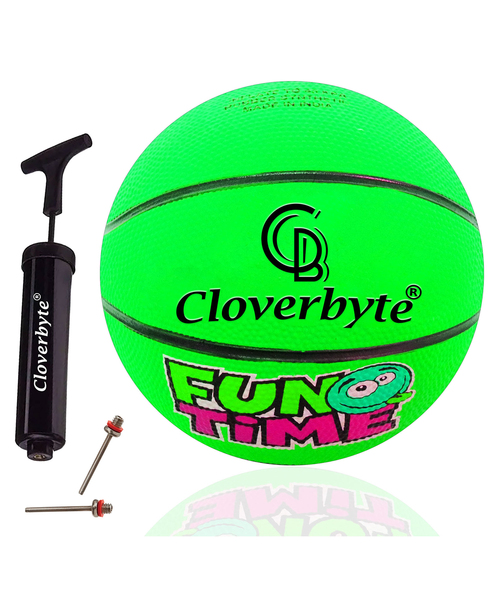 CLOVERBYTE FUNTIME Junior Size 3 Basketball With Pump And Pins For Kids PlayZone Basketball - Green-image-20