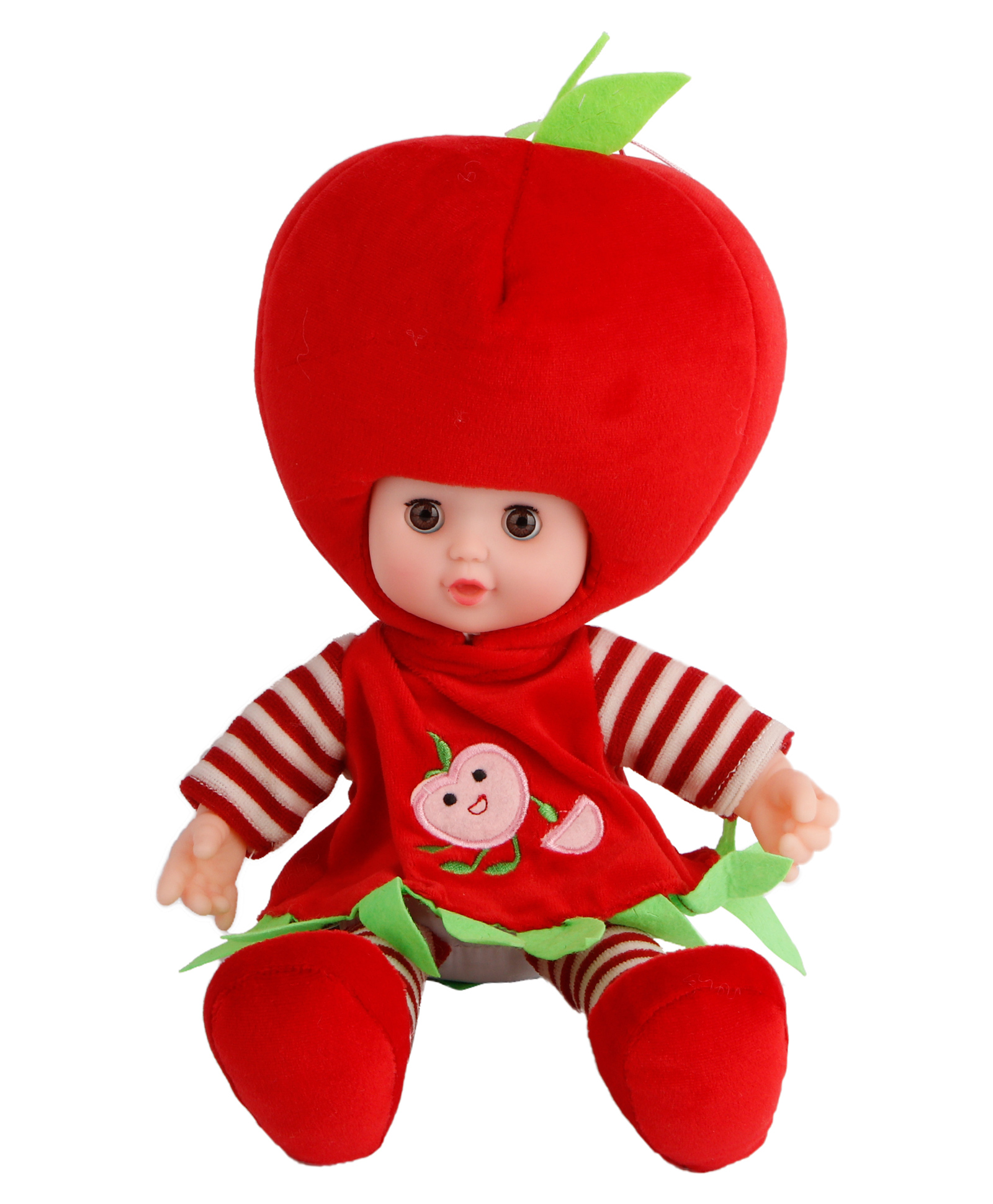 Fiddlerz Fruit Doll Plush Toy for Kids Musical Rhymes Singing Baby Doll Touch Sensors Soft and Cute Fruits Dolls Toy - Red-image-3