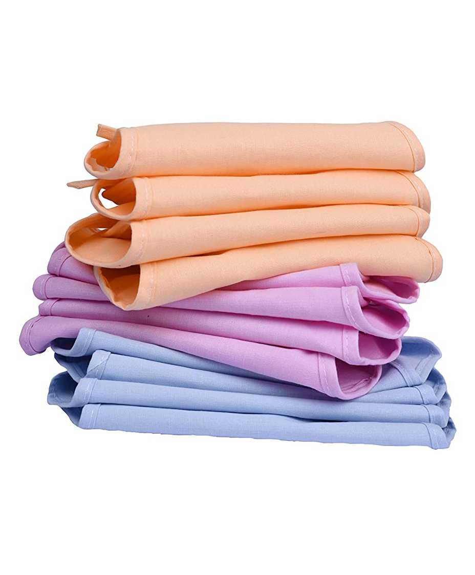 Little Boo New Born Baby Cotton Washable Reusable Cloth Diapers Pack Of 12 - Multicolor-image-29