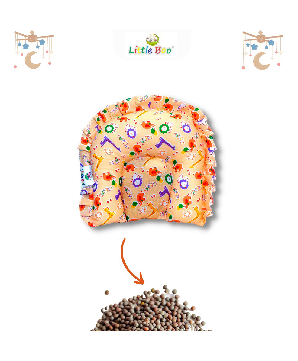 Little Boo Rai Mustard Seed Head Shaping Pillow for Newborn Baby Neck Support -Orange-image-17