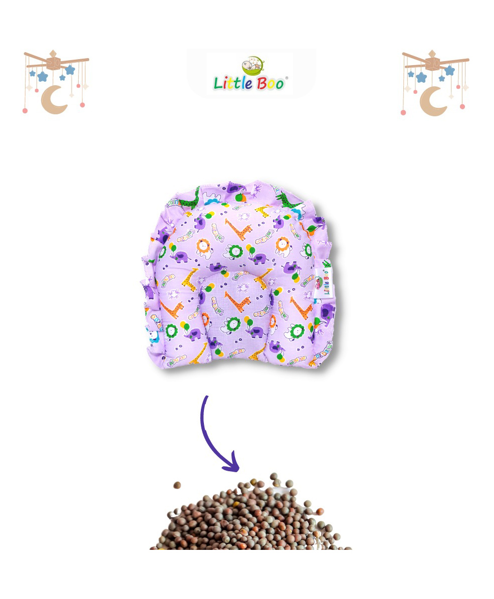 Little Boo Rai Mustard Seed Head Shaping Pillow for Newborn Baby Neck Support -Purple-image-18