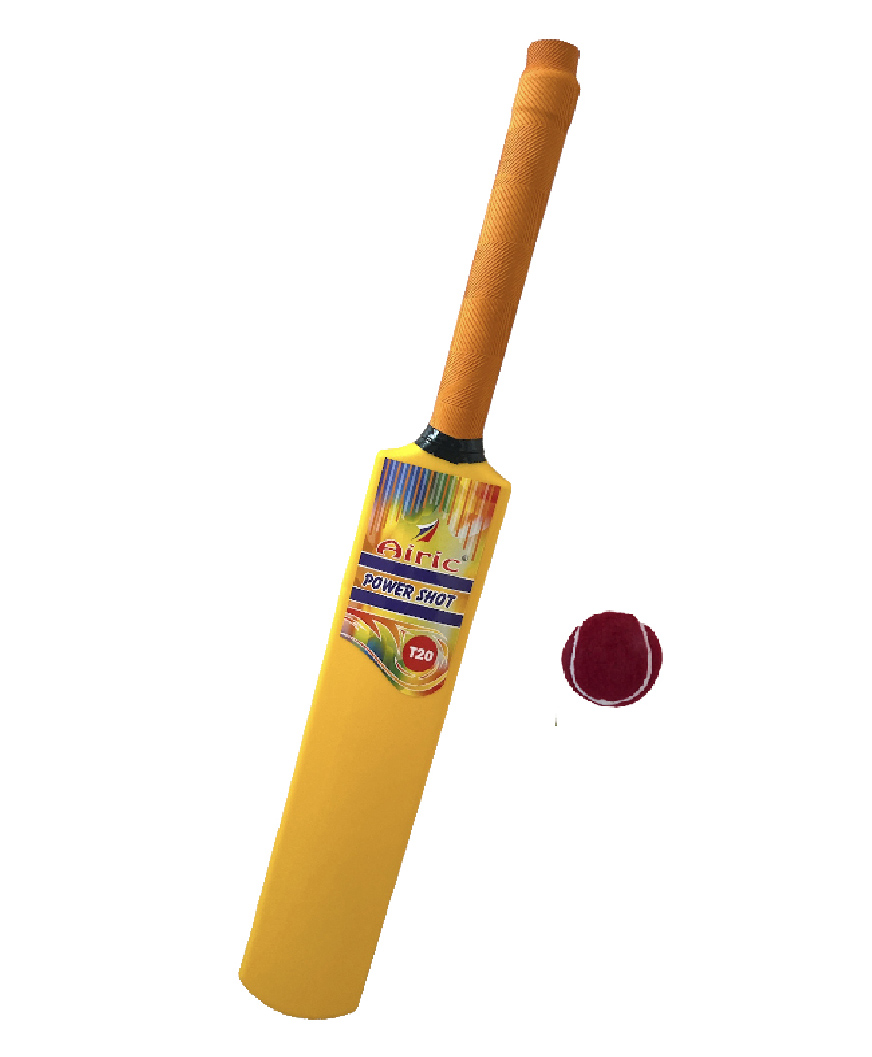Airic Trendy T20 Durable Plastic Cricket Bat with Tennis Ball Cricket Kit Size 1- Yellow-picture-45