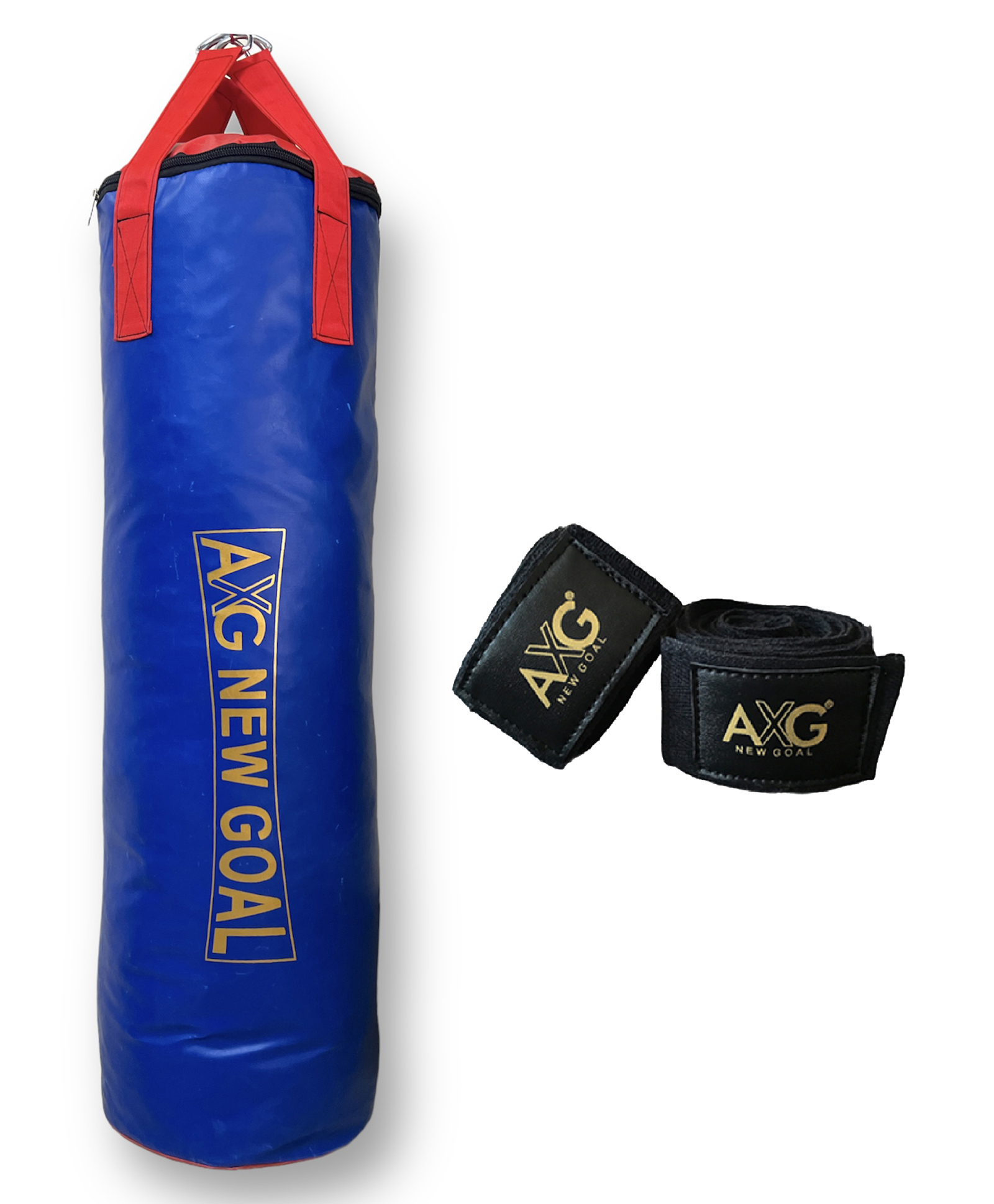 AXG Smart Unfilled Punching Bag 3 ft With Hand Wraps Boxing Kit - Blue-image-18