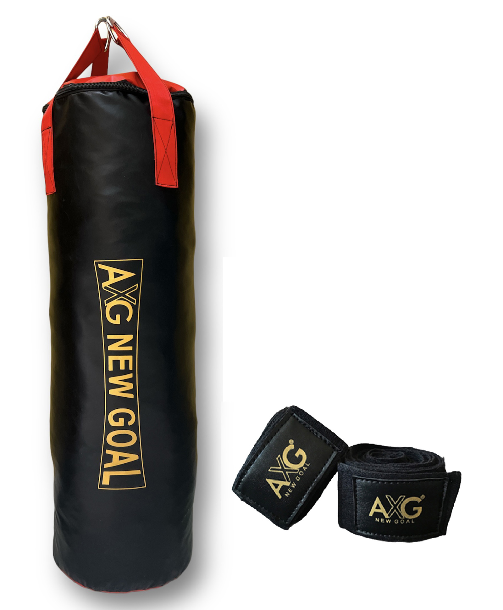 axg new goal AXG Smart Unfilled Punching Bag 3 ft With Hand Wraps Boxing Kit - Black-picture-15