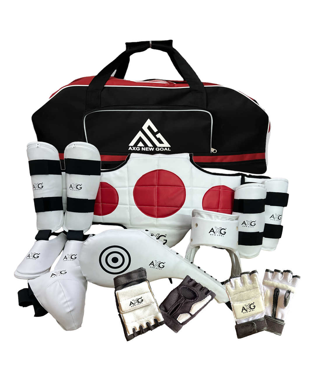 AXG Ultimate Complete Taekwondo Kit with Duffel cum Backpack (Medium) Boxing Kit - Red-image-3