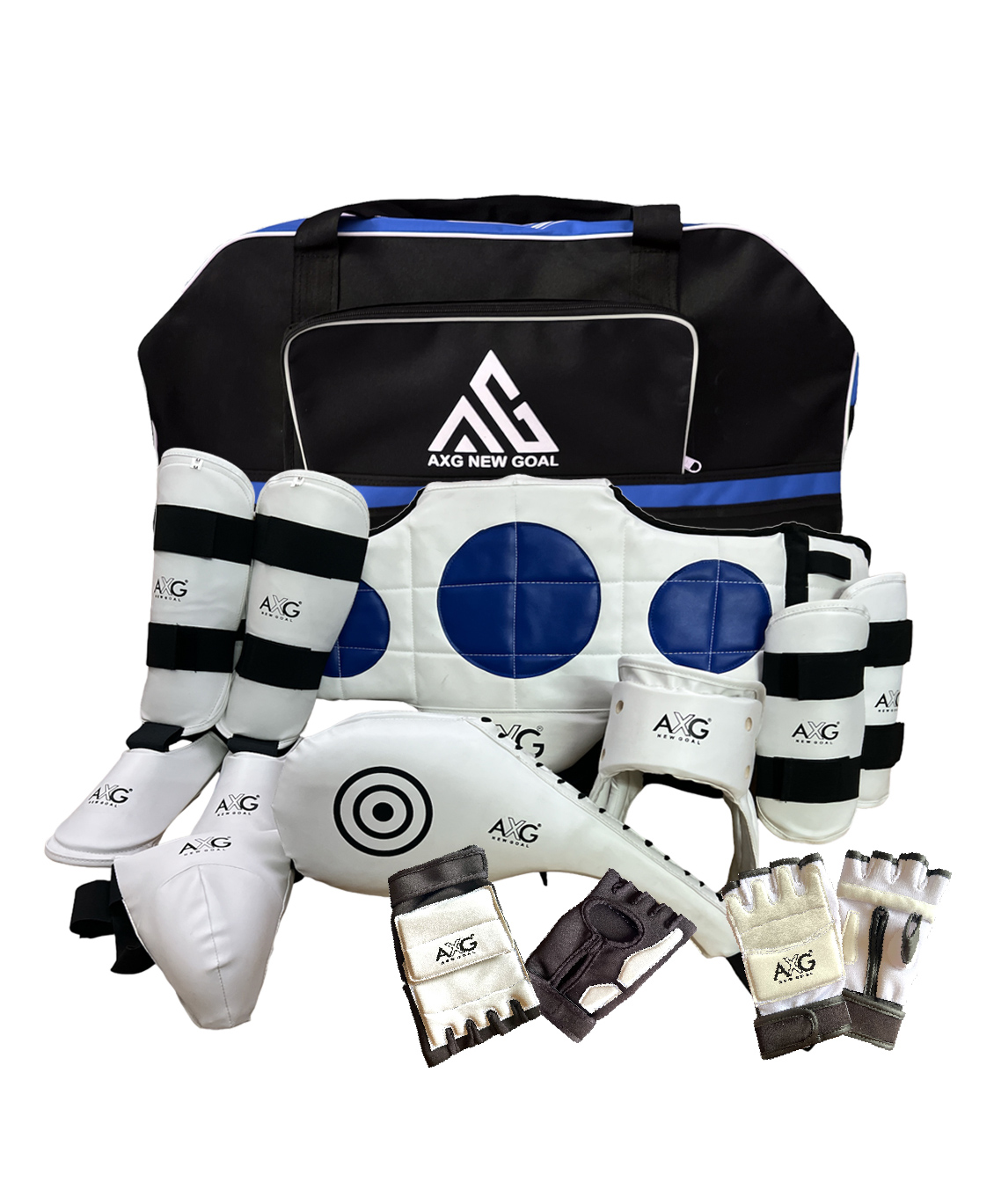AXG Ultimate Complete Taekwondo Kit with Duffel cum Backpack (Medium) Boxing Kit - Blue-image-1