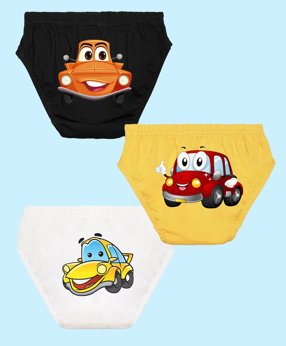 NUSYL Pack Of 3   Car Printed Cotton Briefs - Black Yellow & White-picture-20