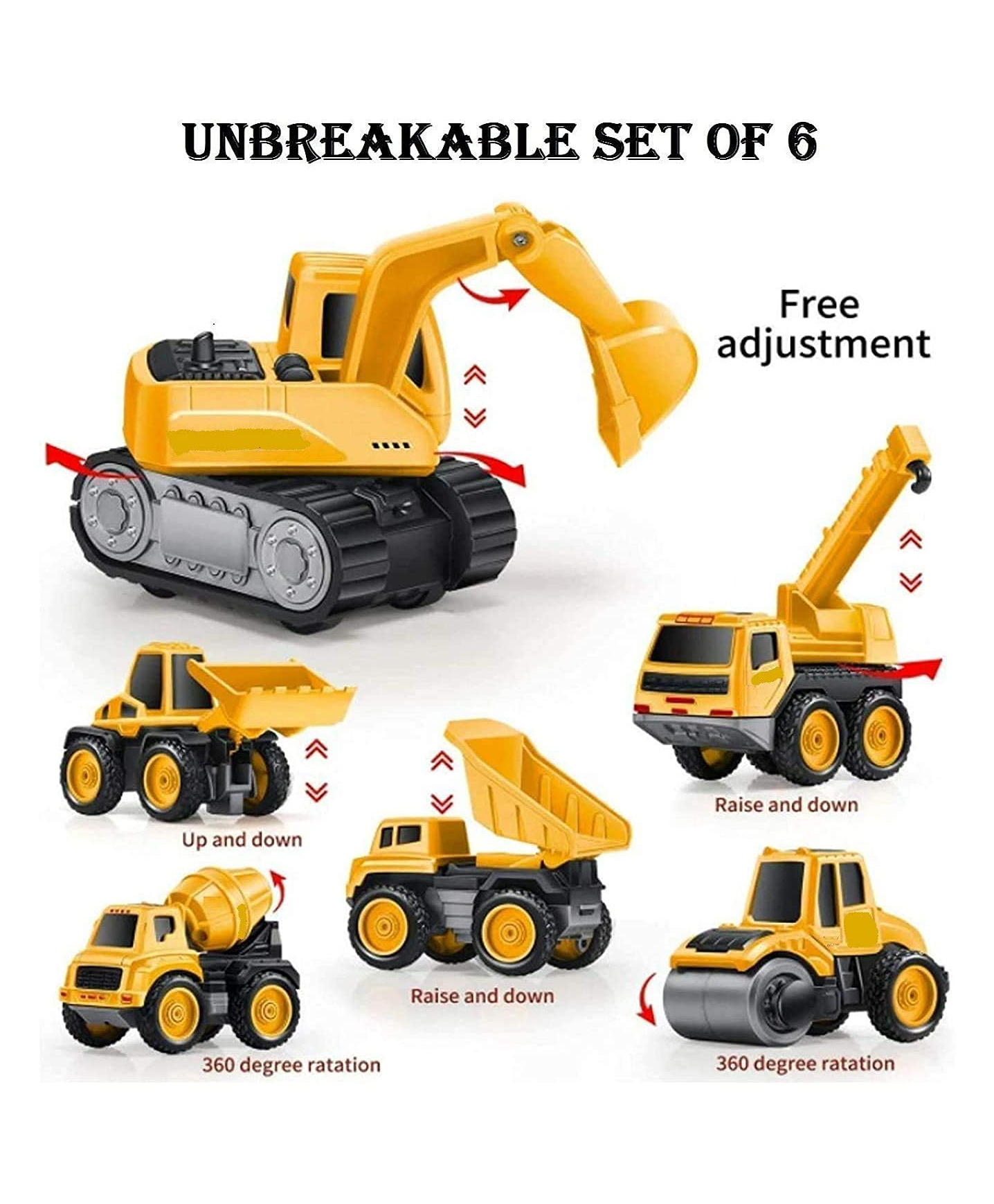 Azhari Engineering Metal Team Car Unbreakable Construction Machine Toys Set of 6pc - Multicolour-image-20