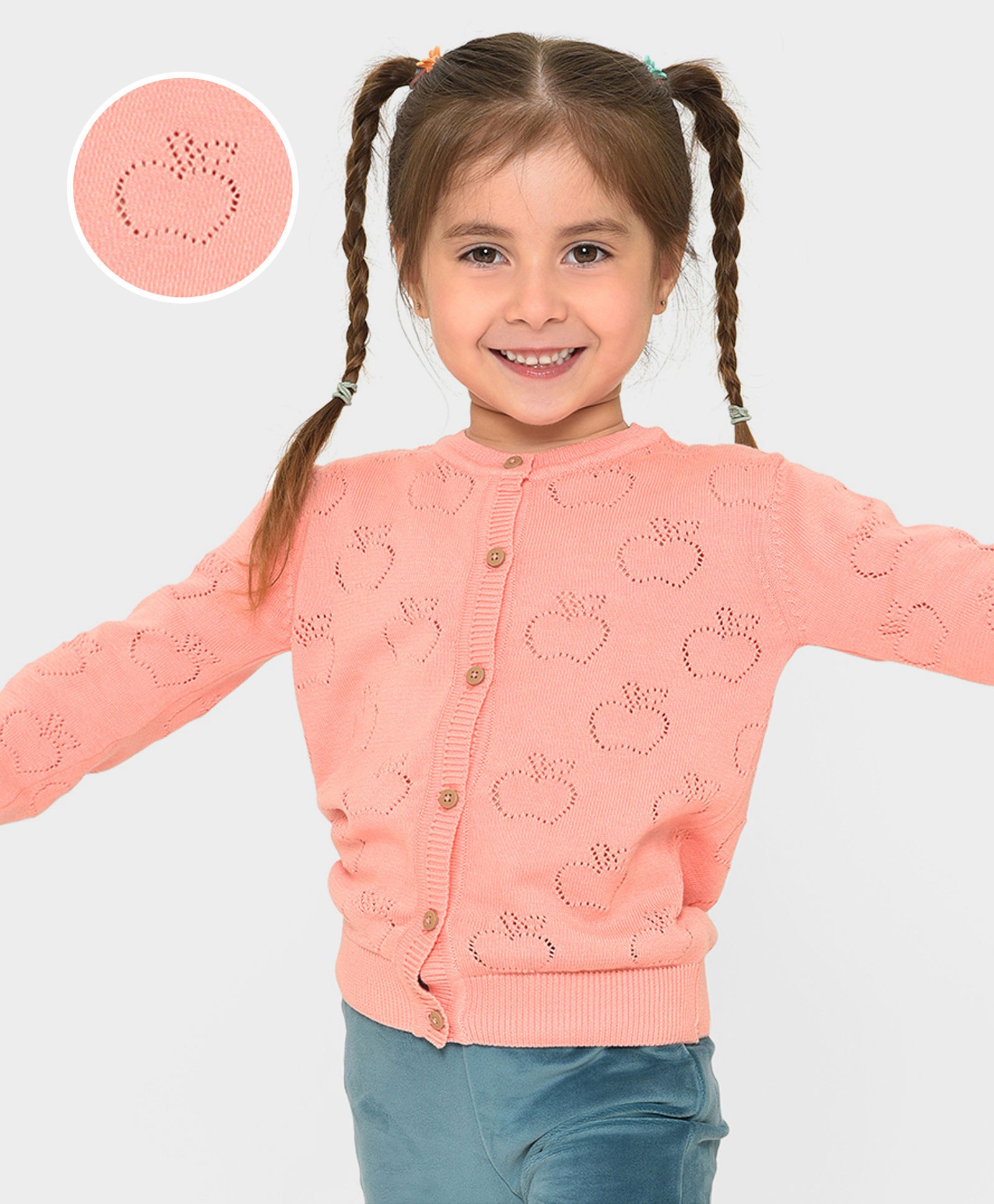 Mi Arcus  Cotton Full Sleeves All Over Apple Design Knitted Sweater Peach-picture-18
