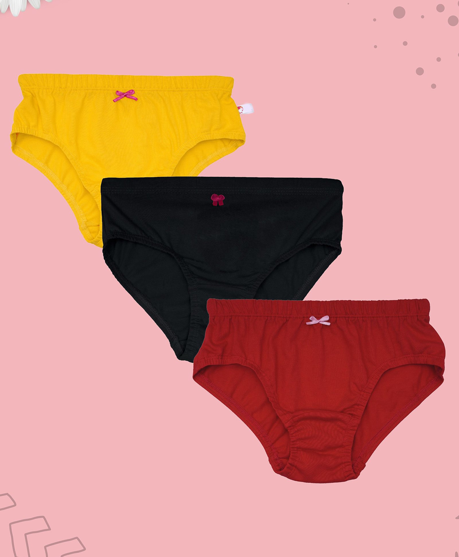 D'Chica Pack Of 3 Solid Full Coverage Hipster Panties - Black Red & Yellow-picture-20