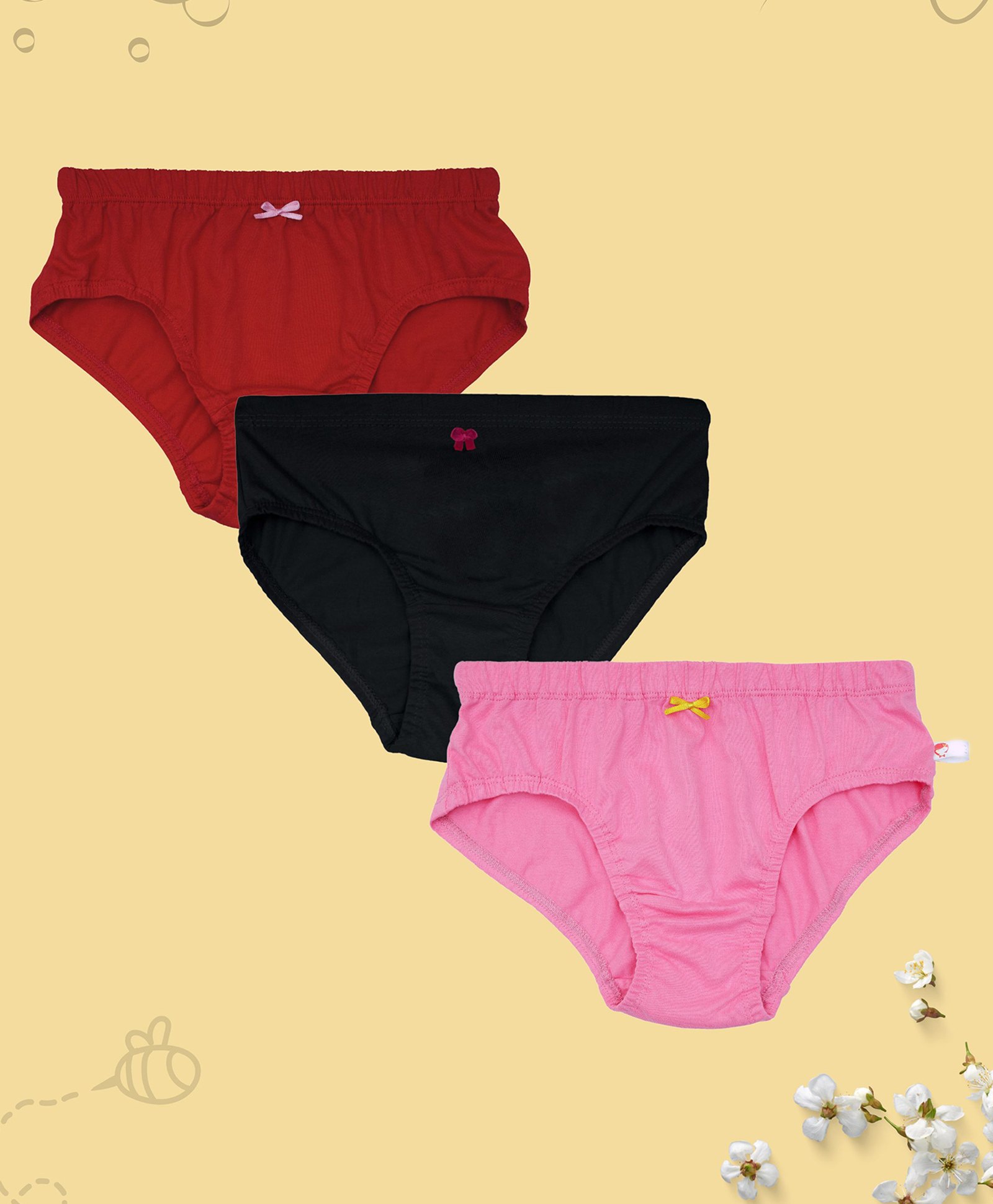 D'Chica Pack Of 3 Solid Full Coverage Hipster Panties - Black Pink & Red-picture-11