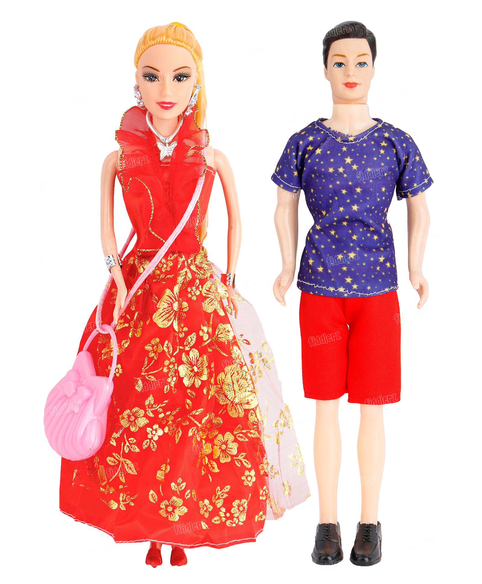 Fiddlerz  Beautiful Cuaple Doll Moveable Boy And Girl Toy Set Role Play Toys - Height 11.4 cm-image-22