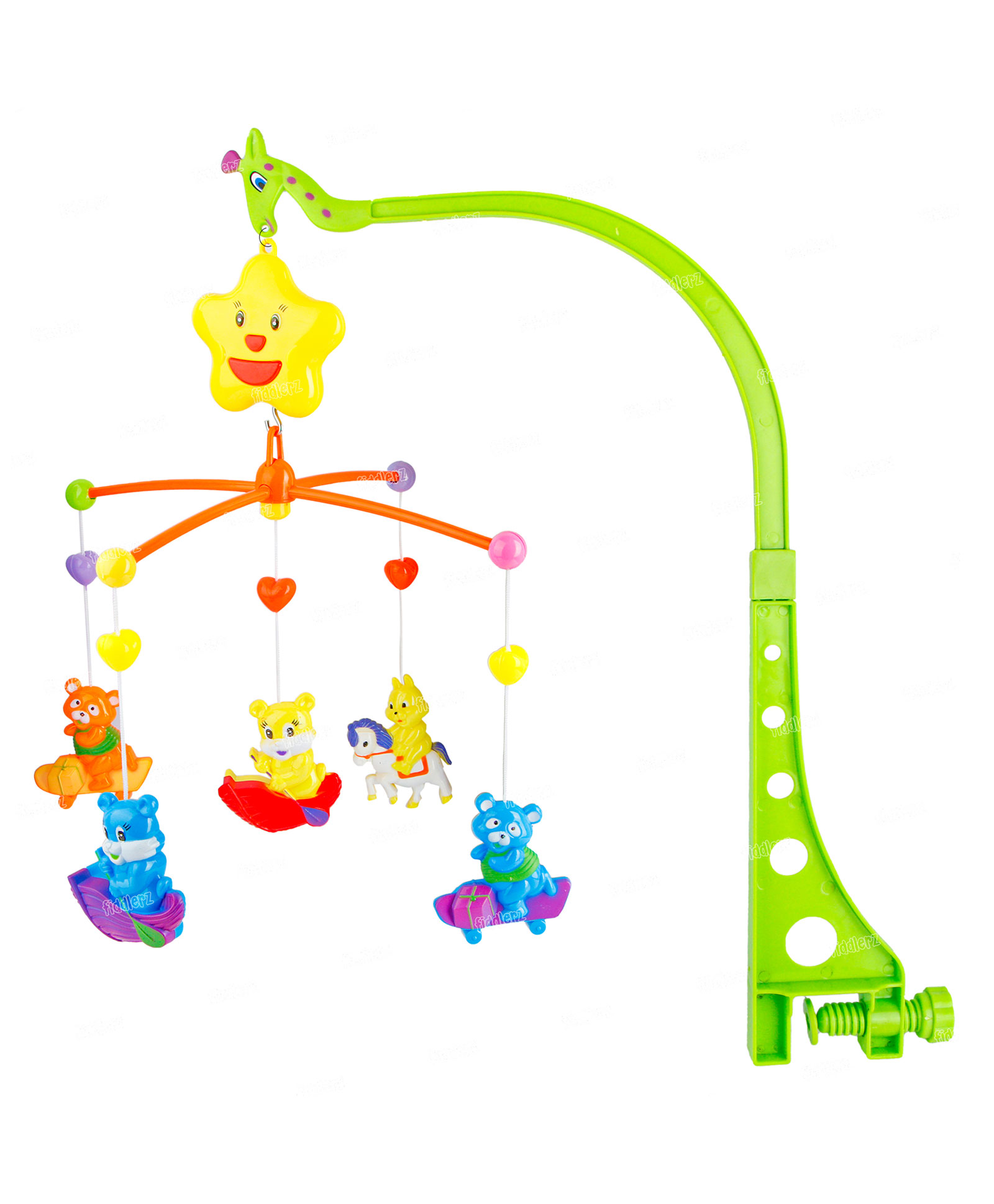 Fiddlerz  Musical Bed Ring Crib Cot Mobile Star Projection Light and Musical Non Toxic Plastic - Multicolor-image-12