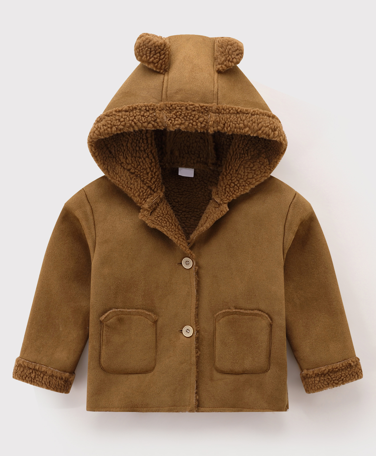Kookie Kids Full Sleeves Hoodies With Ear Applique- Brown-image-22