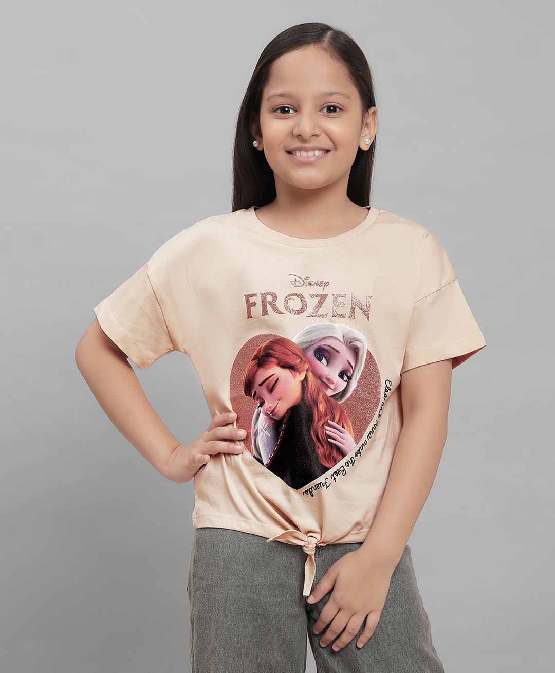 Kidsville Disney Featuring Half Sleeves  Frozen Printed  Tee - Brown-image-30
