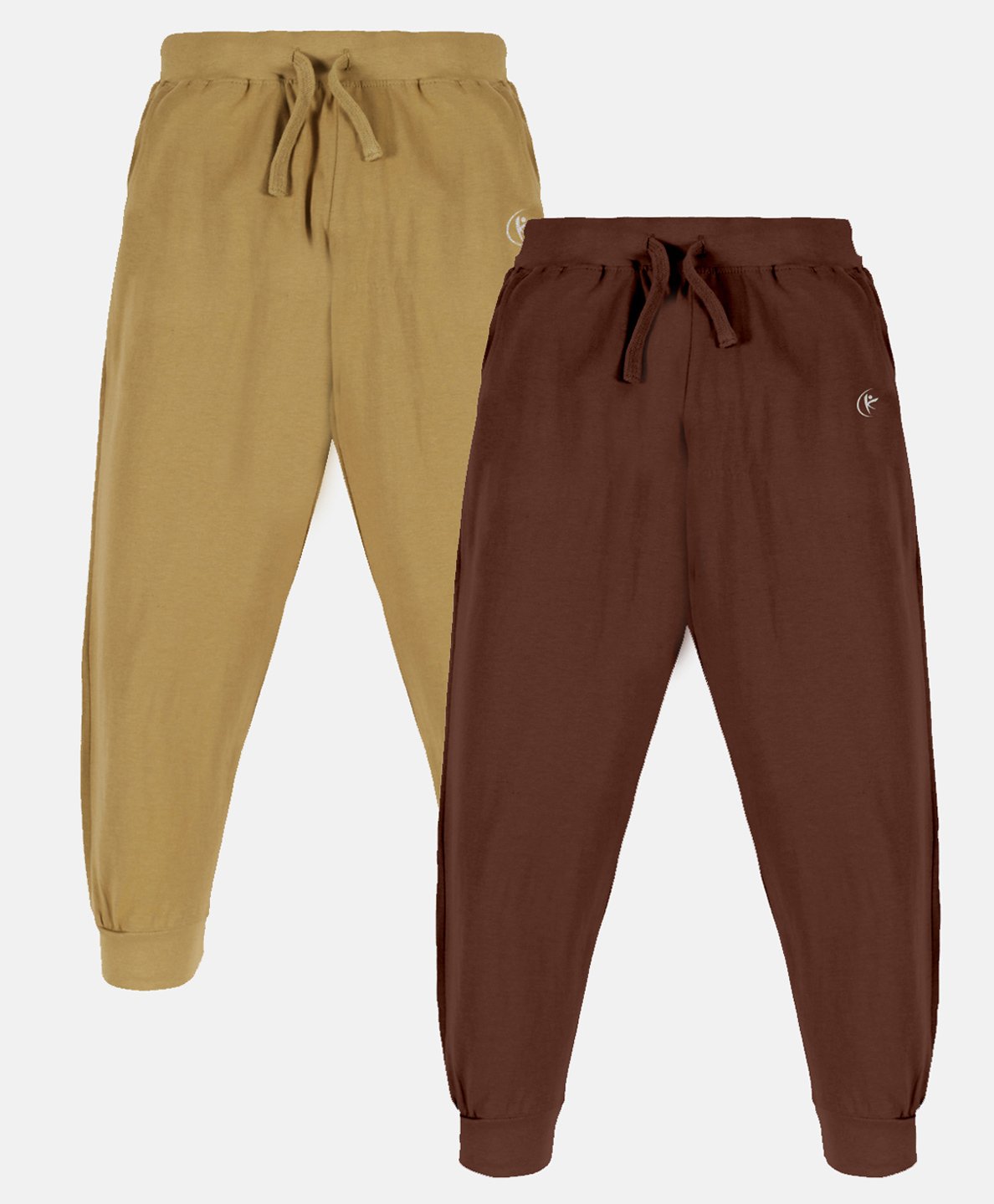 Kiddopanti Pack Of 2 Unisex Solid Track Pants - Brown-image-10