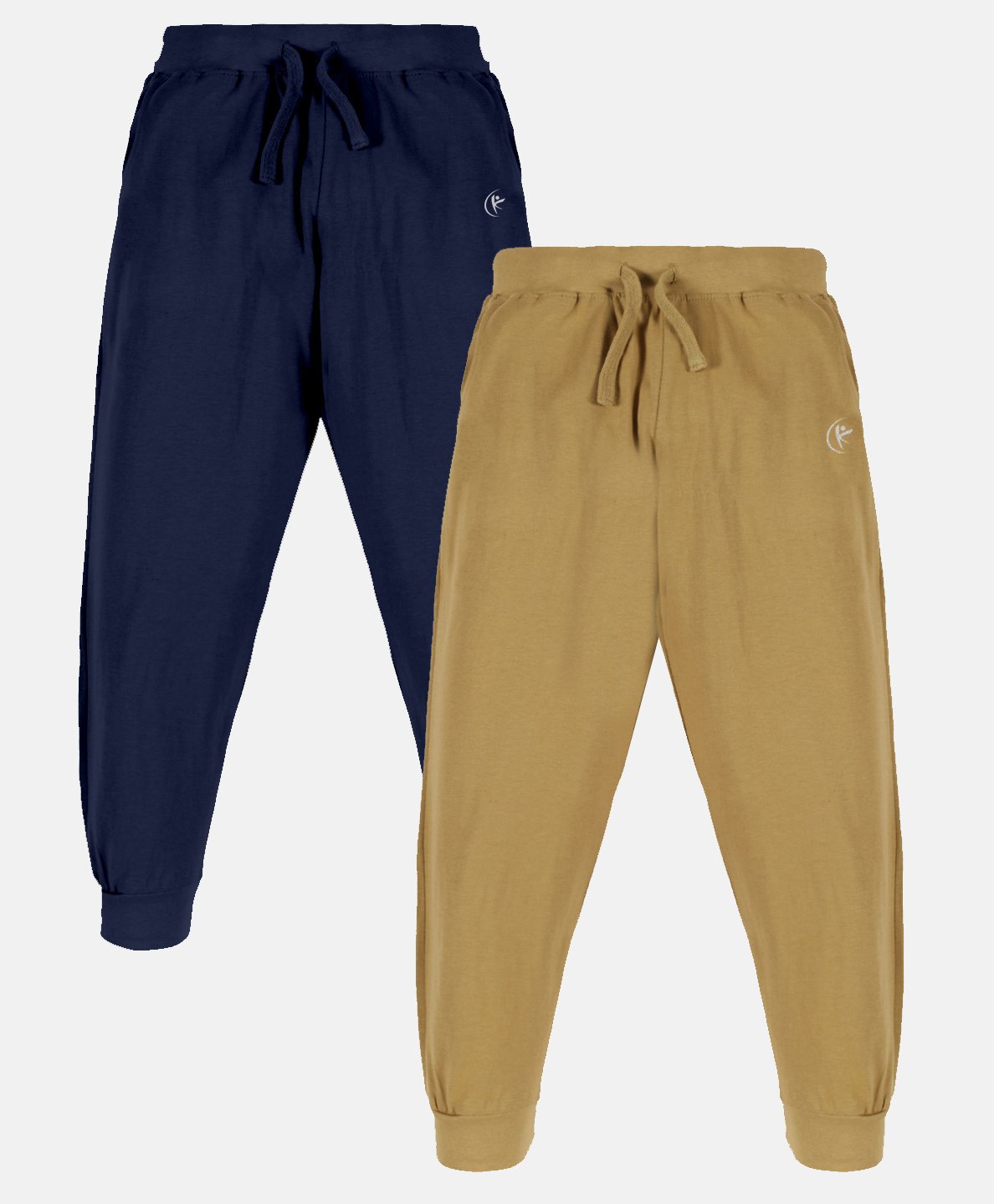 Kiddopanti Pack Of 2 Unisex Solid Track Pants - Navy Blue & Khaki Brown-image-44