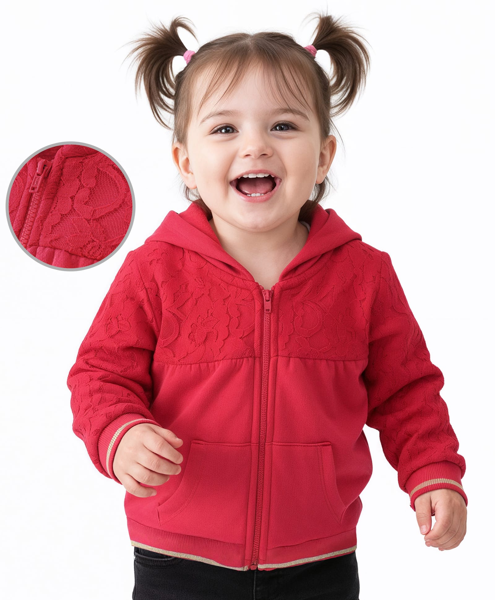 Babyoye Eco Conscious 100% Cotton Full Sleeves Sweatjacket - Red-picture-32