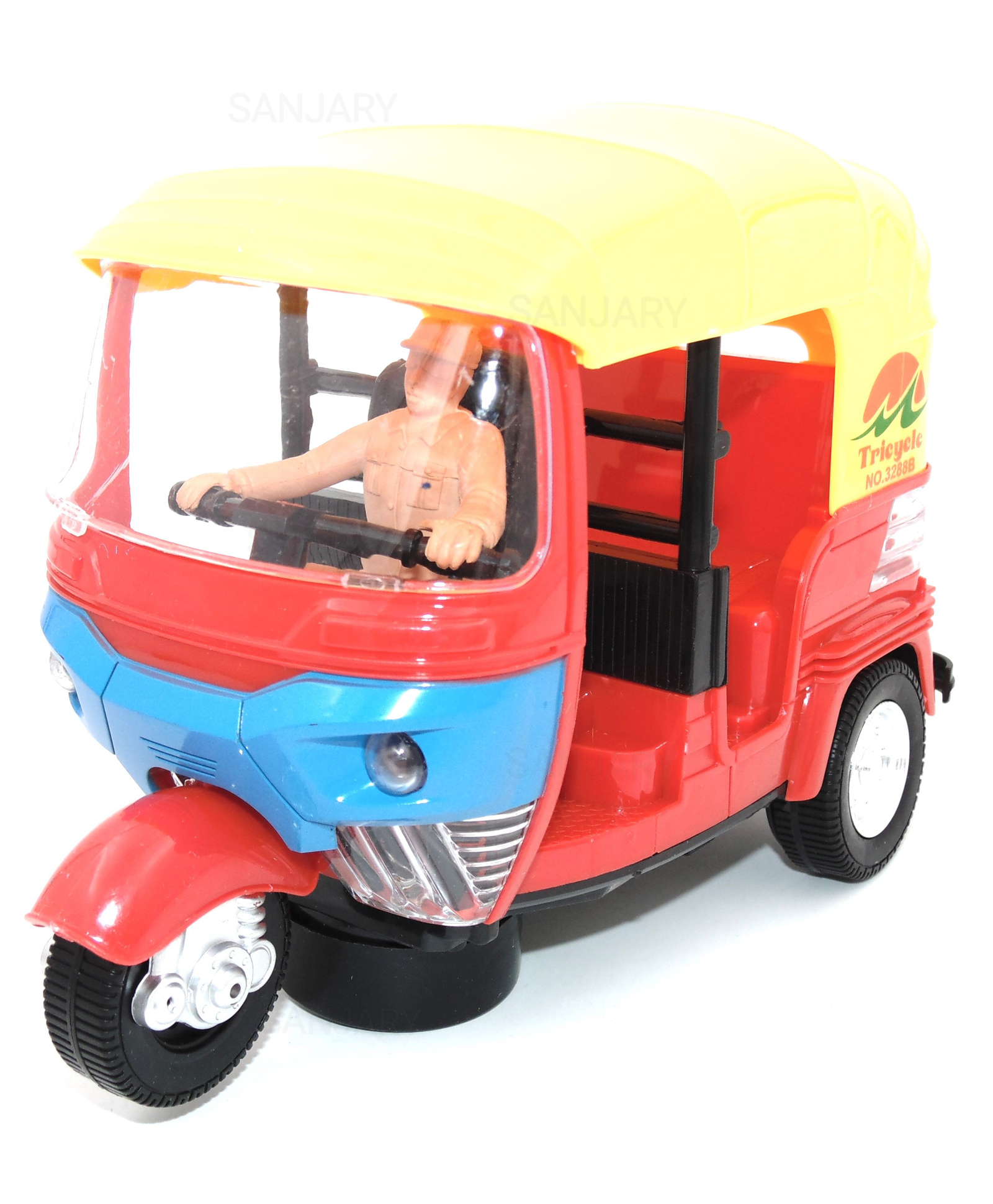 SANJARY Cartoon Theme Wheels Auto Rickshaw Toy with Light and Sound Effects (Color May Vary)-image-33