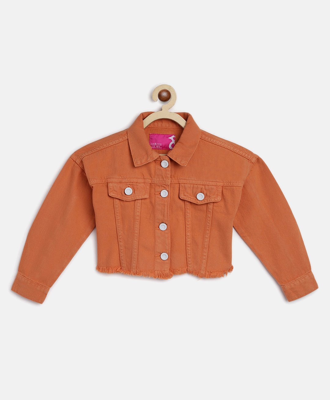 Tales & Stories Pure Cotton Full Sleeves Solid Regular Fit Jacket - Orange-picture-13