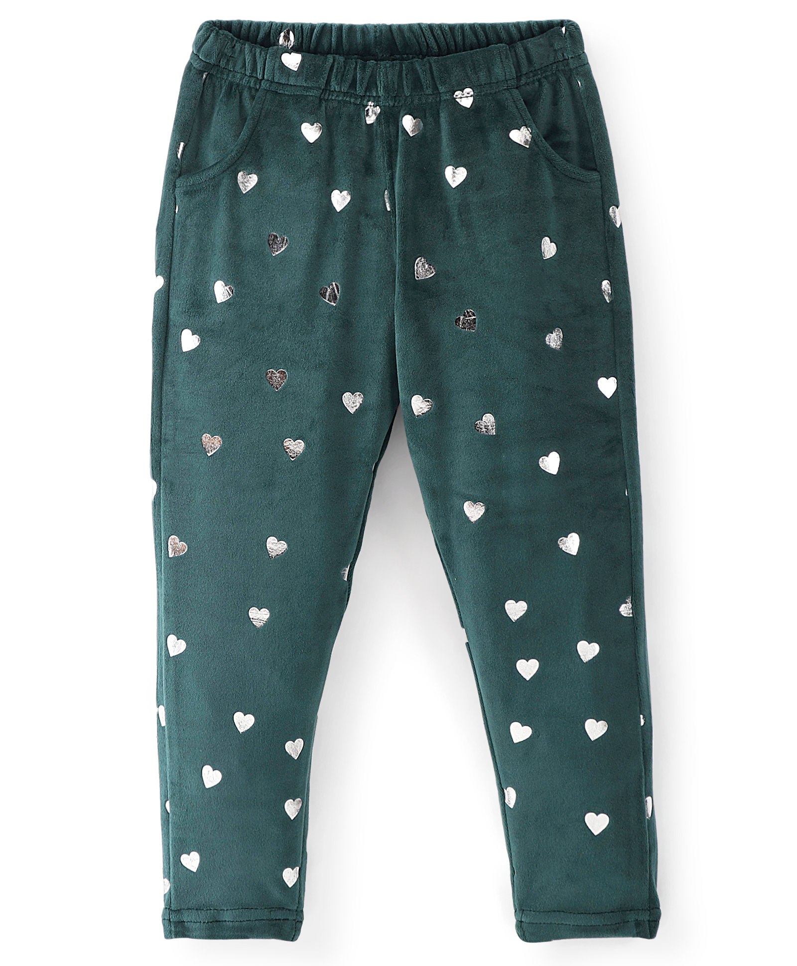 Babyhug Fleece Full Length Woollen Pant Star Design - Green-picture-21