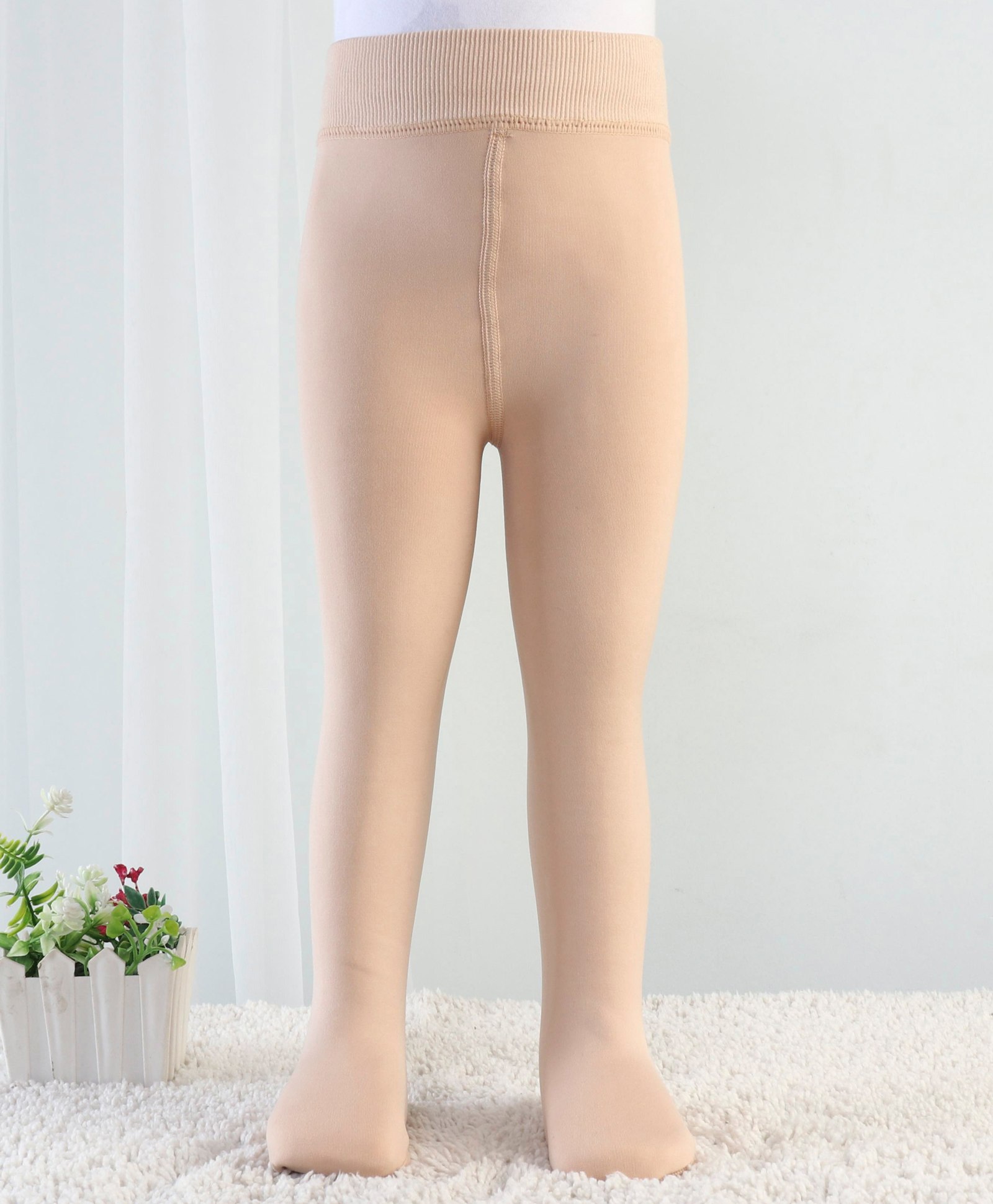 Babyhug Knitted Solid Color Fleece and Woollen Footed Legging - Beige-picture-27