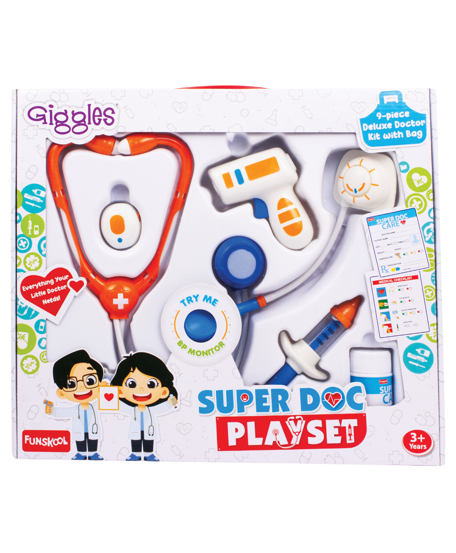 Giggles 9 Pieces Super Doctor Playset Toy  Multicolor