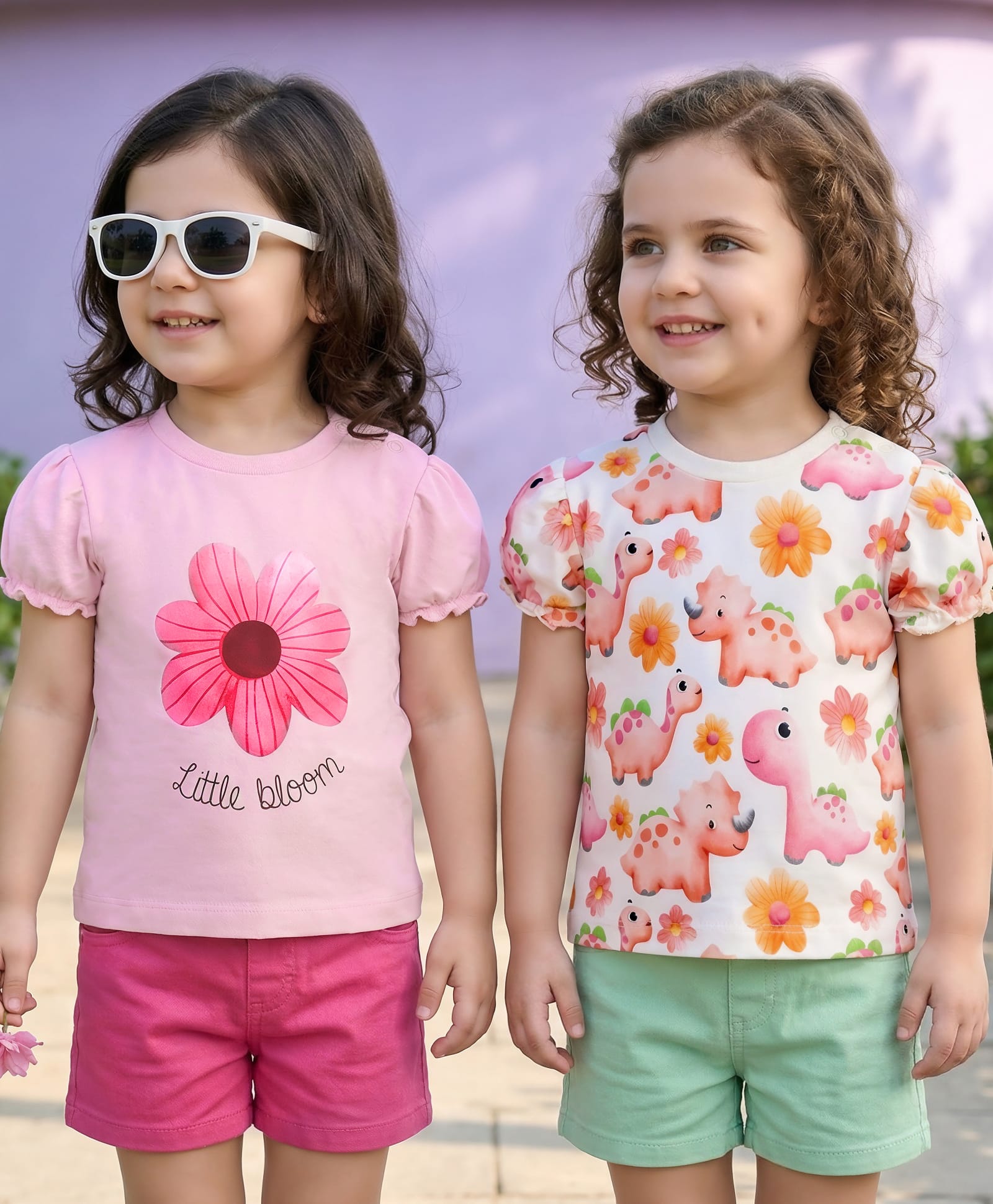 Babyoye Eco Conscious 100% Cotton Half Sleeves T-Shirt Dinosaur Print - Pink-picture-9