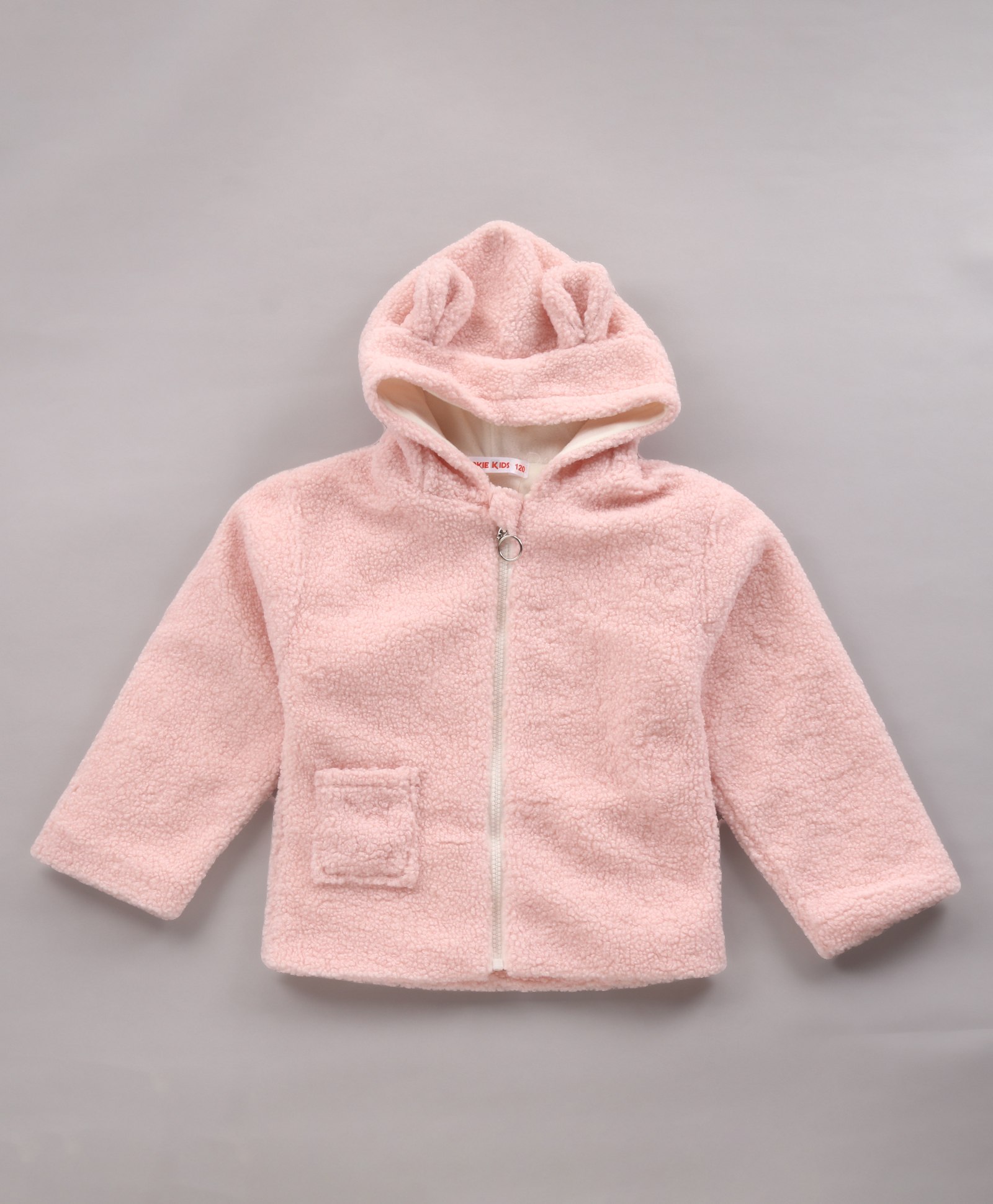Kookie Kids Full Sleeves Hooded Jacket With Teddy Applique - Pink-image-28