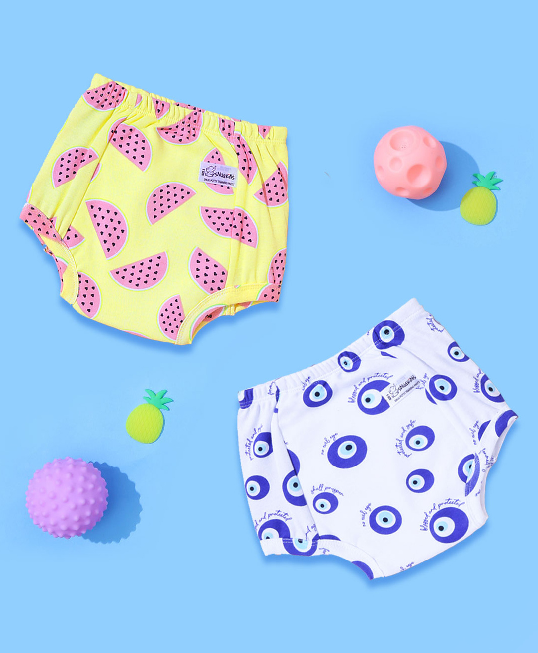 Snugkins Potty Training Pants for Kids. Evileye & Melon Pack 2- Multicolor-picture-27